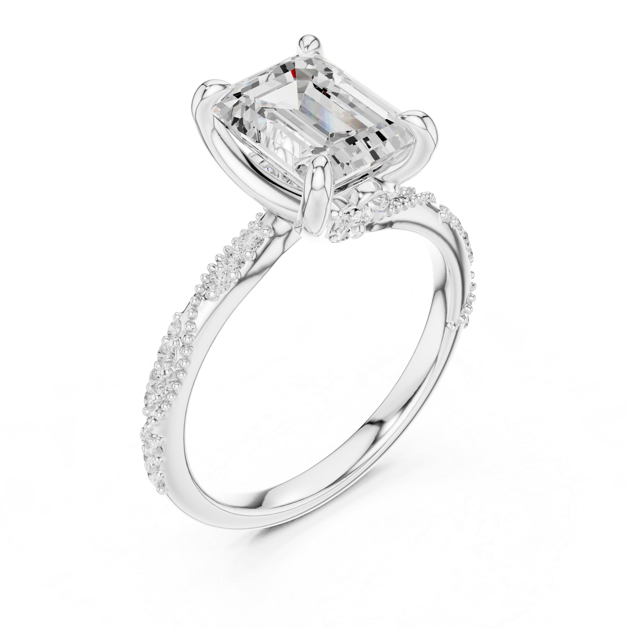 2.9 Carat Fancy Emerald Cut Moissanite Ring