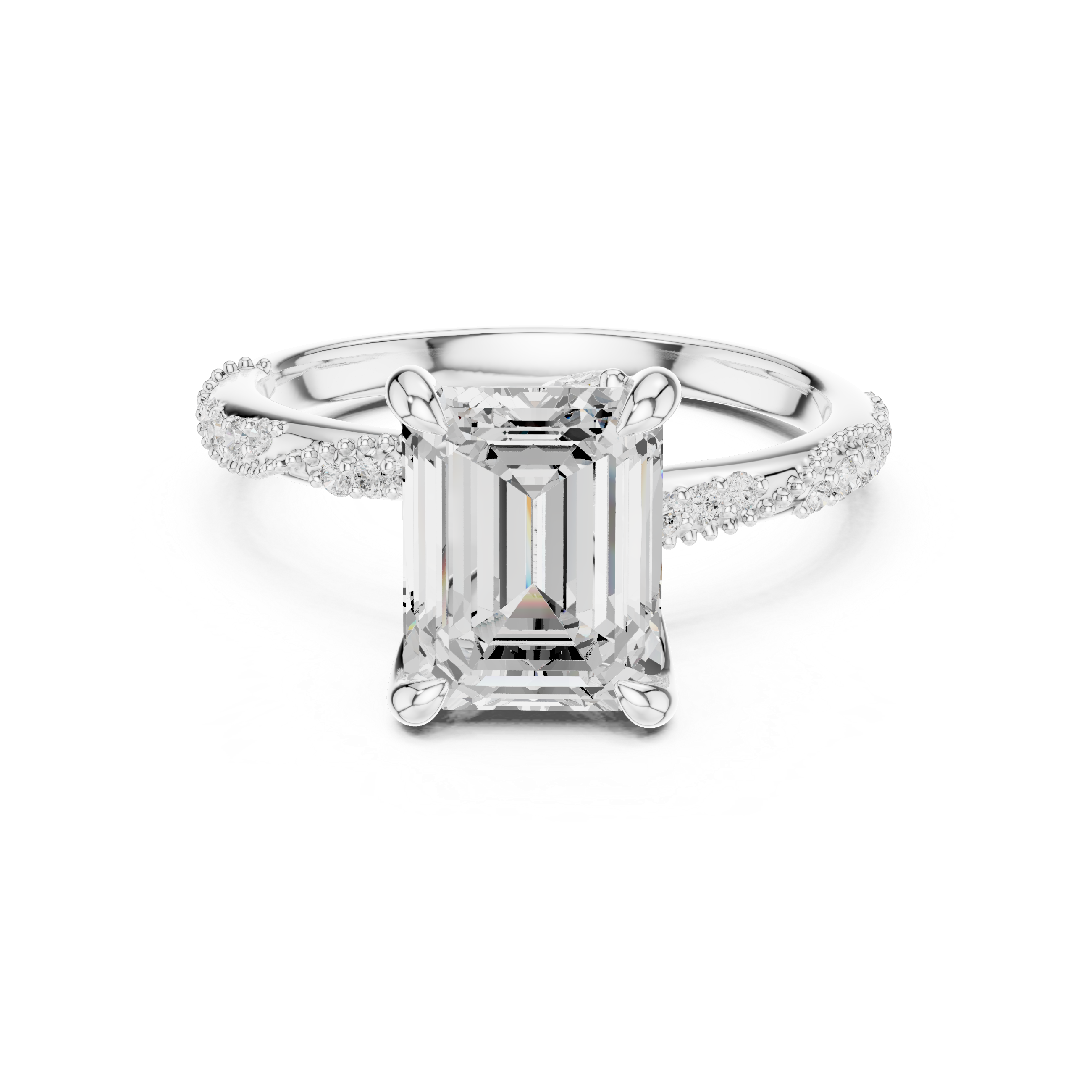 2.9 Carat Fancy Emerald Cut Moissanite Ring