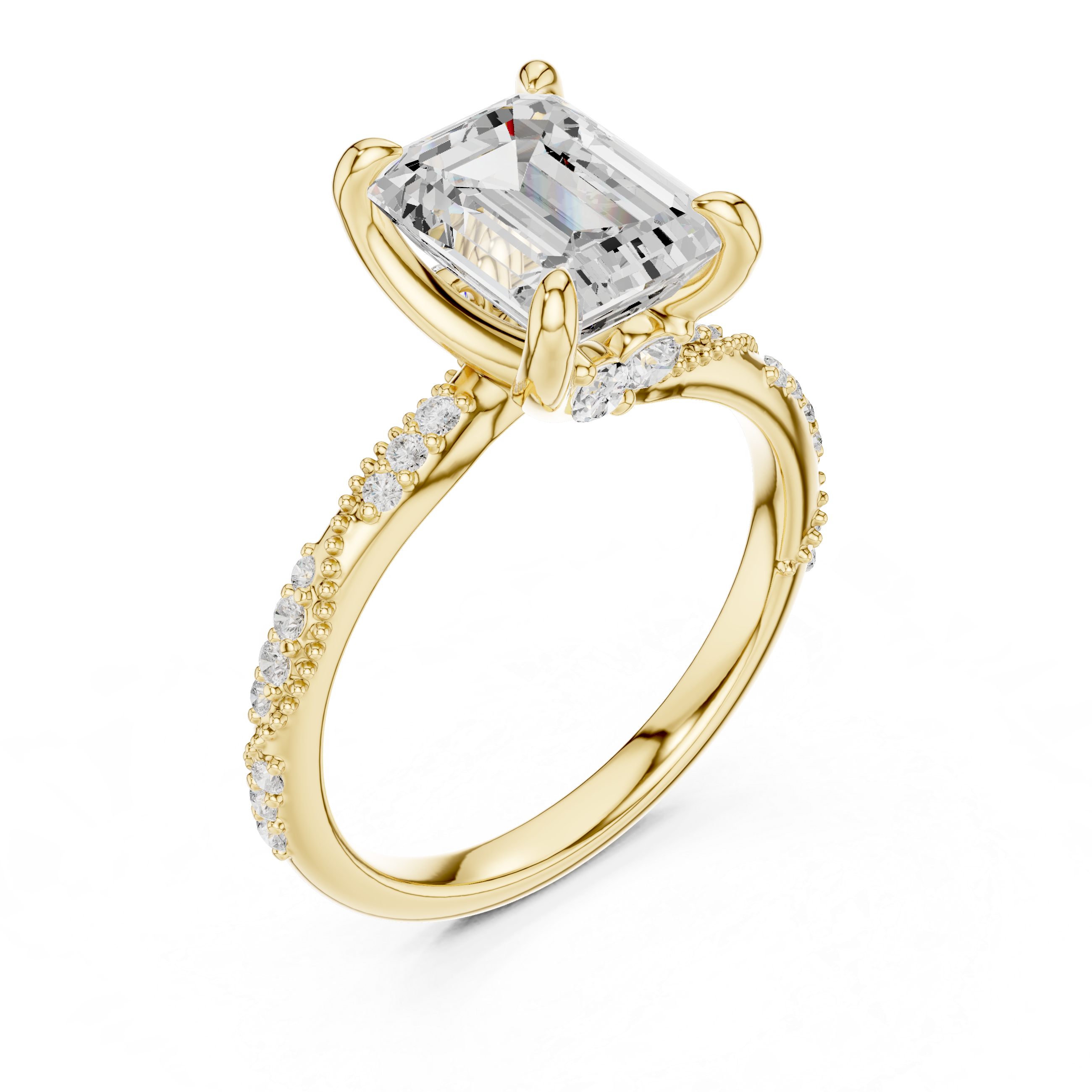 2.9 Carat Fancy Emerald Cut Moissanite Ring