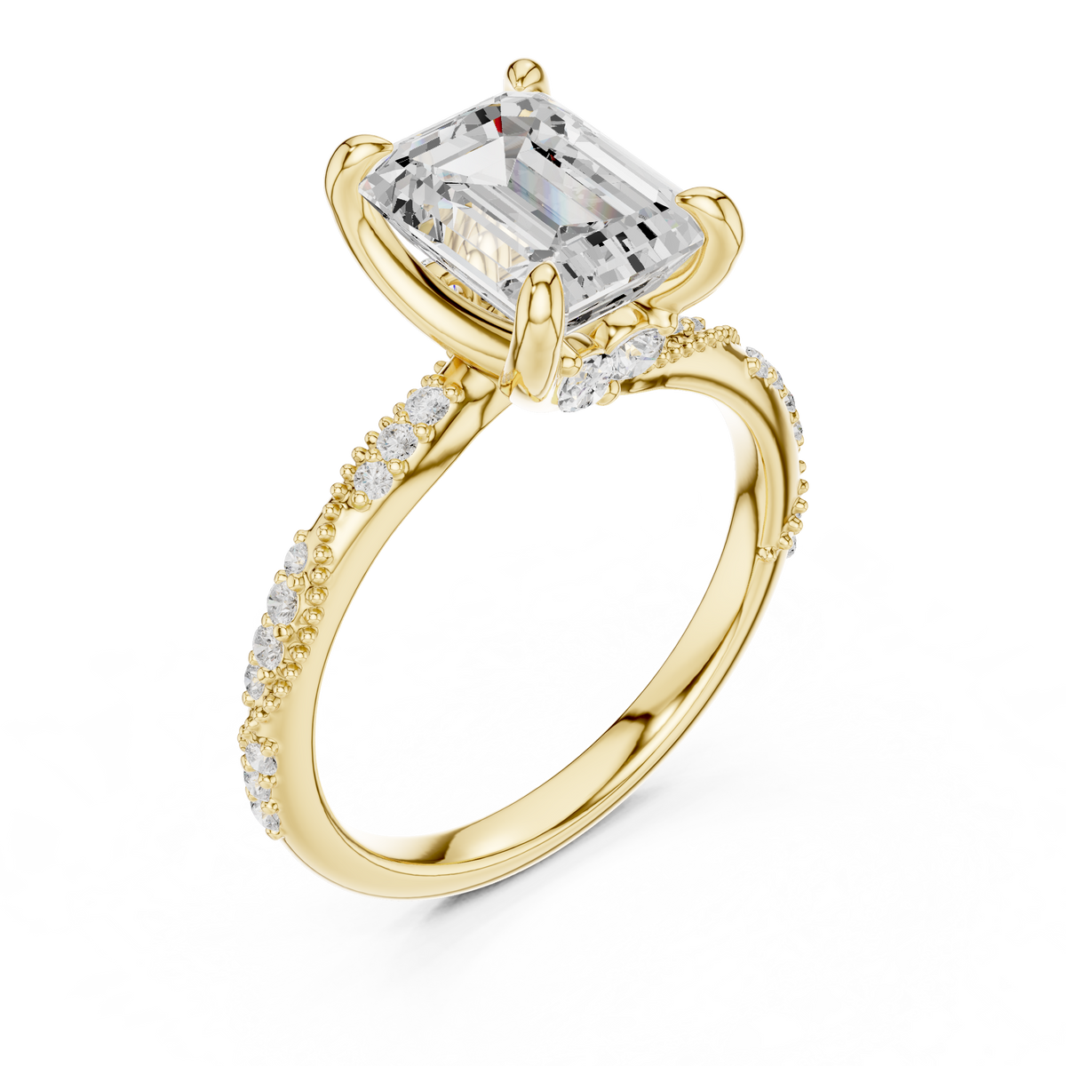 2.9 Carat Fancy Emerald Cut Moissanite Ring