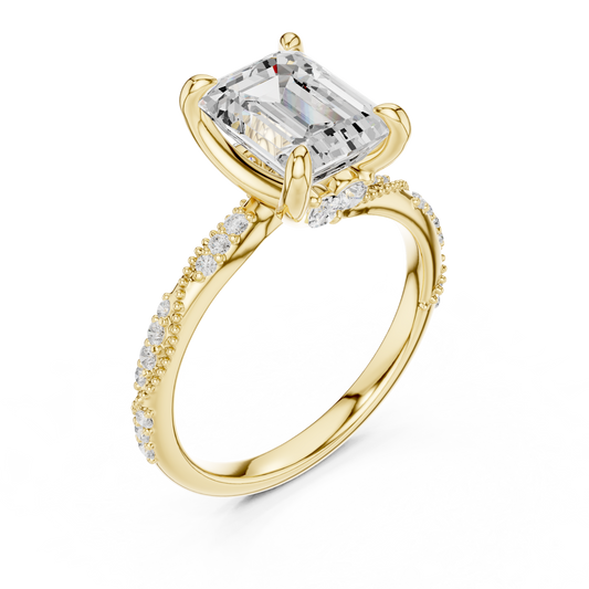 2.9 Carat Fancy Emerald Cut Moissanite Ring