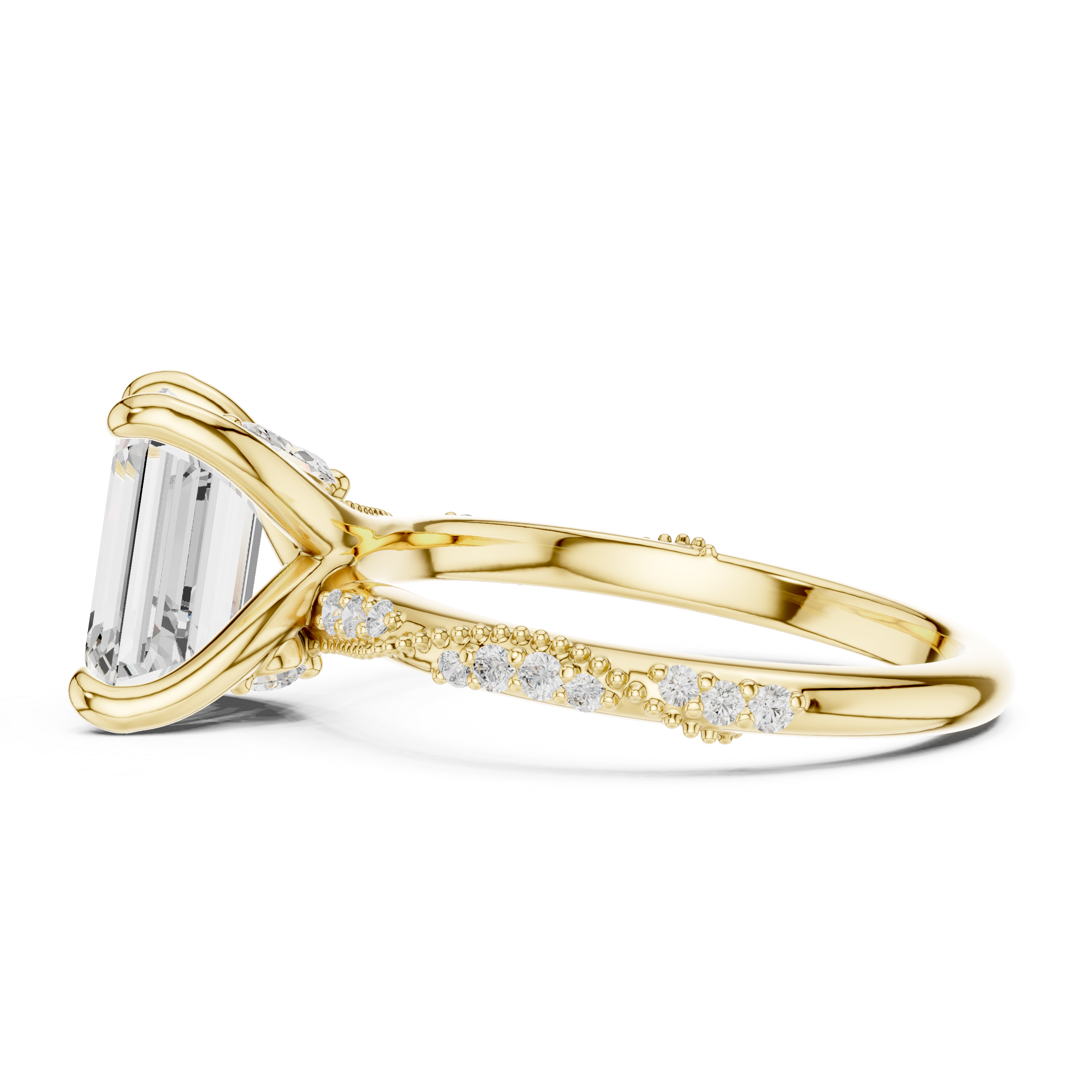 2.9 Carat Fancy Emerald Cut Moissanite Ring