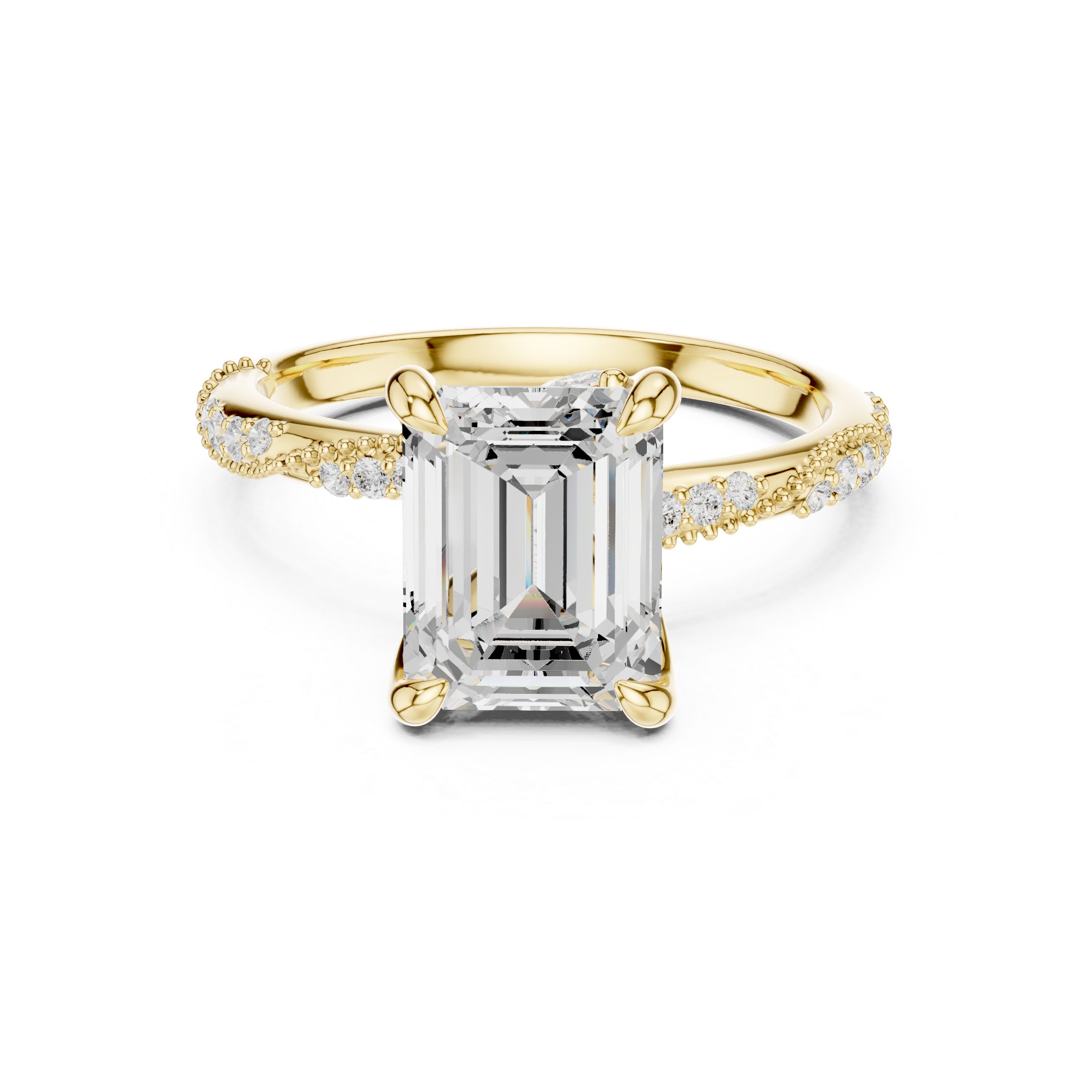 2.9 Carat Fancy Emerald Cut Moissanite Ring