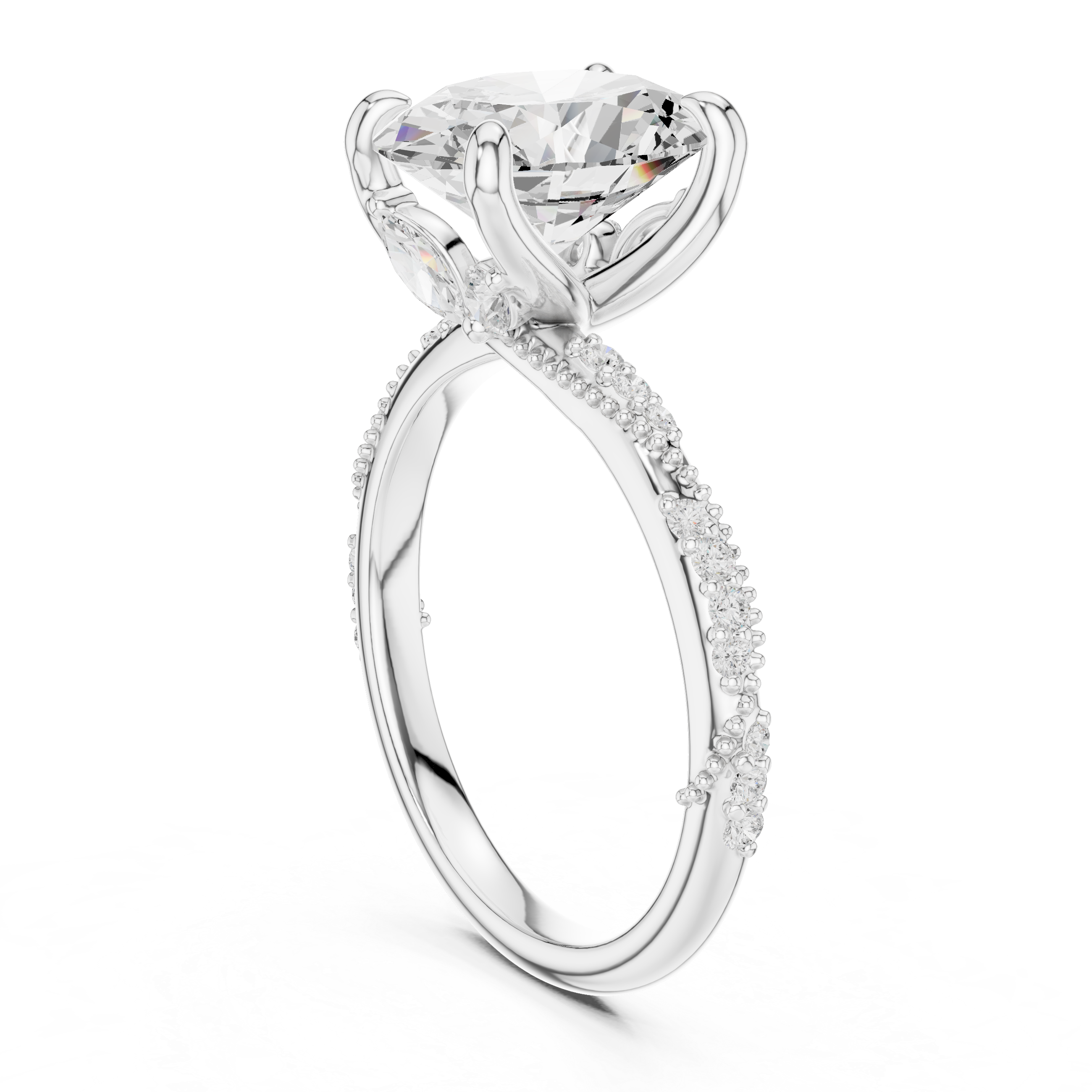 2.7 Carat Elegant Oval Cut Moissanite Ring