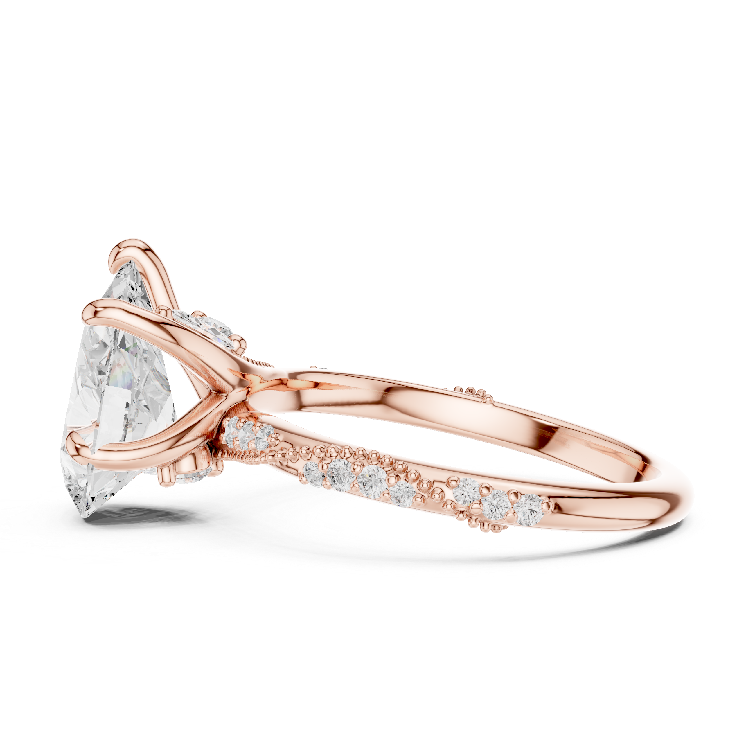 2.7 Carat Radiant Pear Cut Moissanite Ring