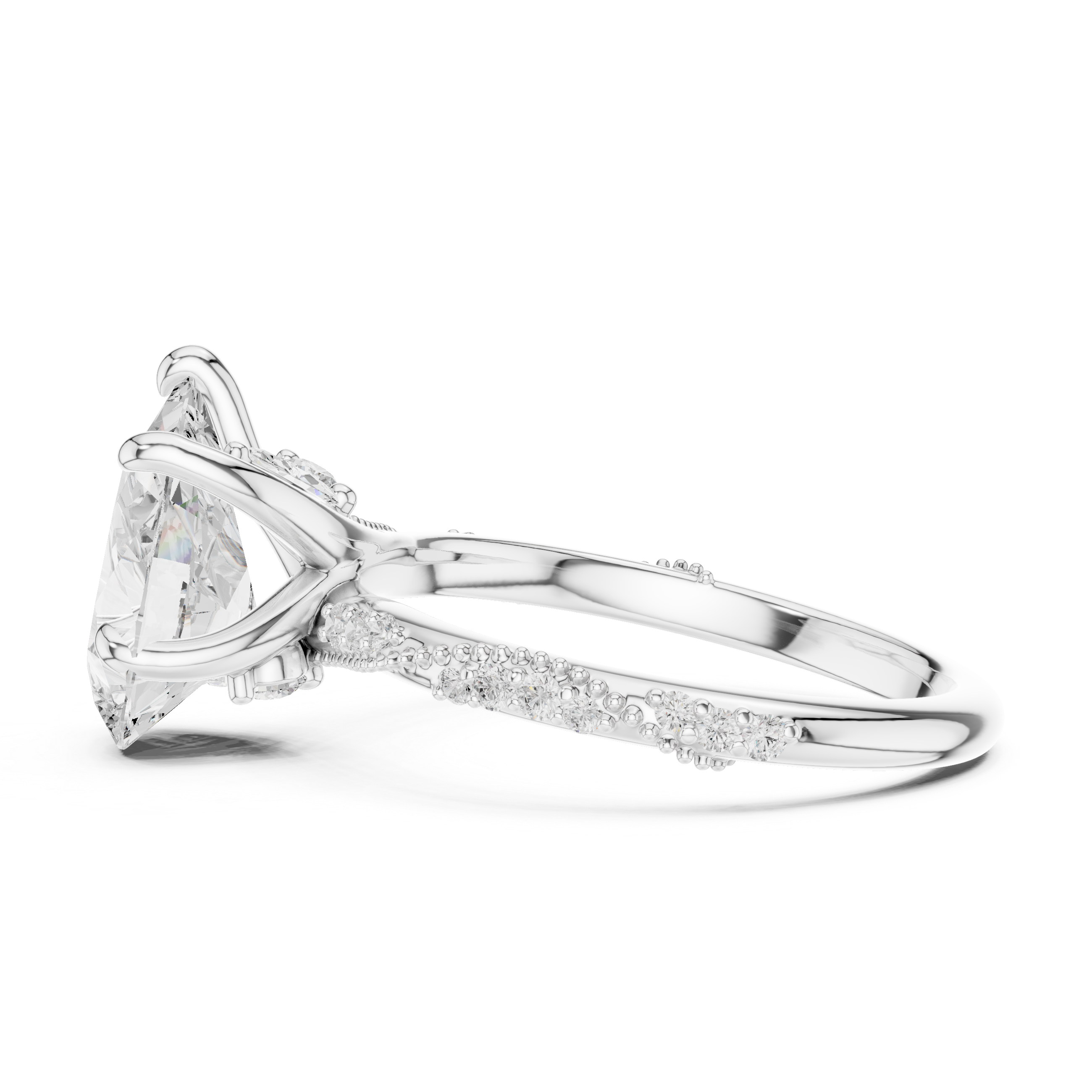2.7 Carat Radiant Pear Cut Moissanite Ring