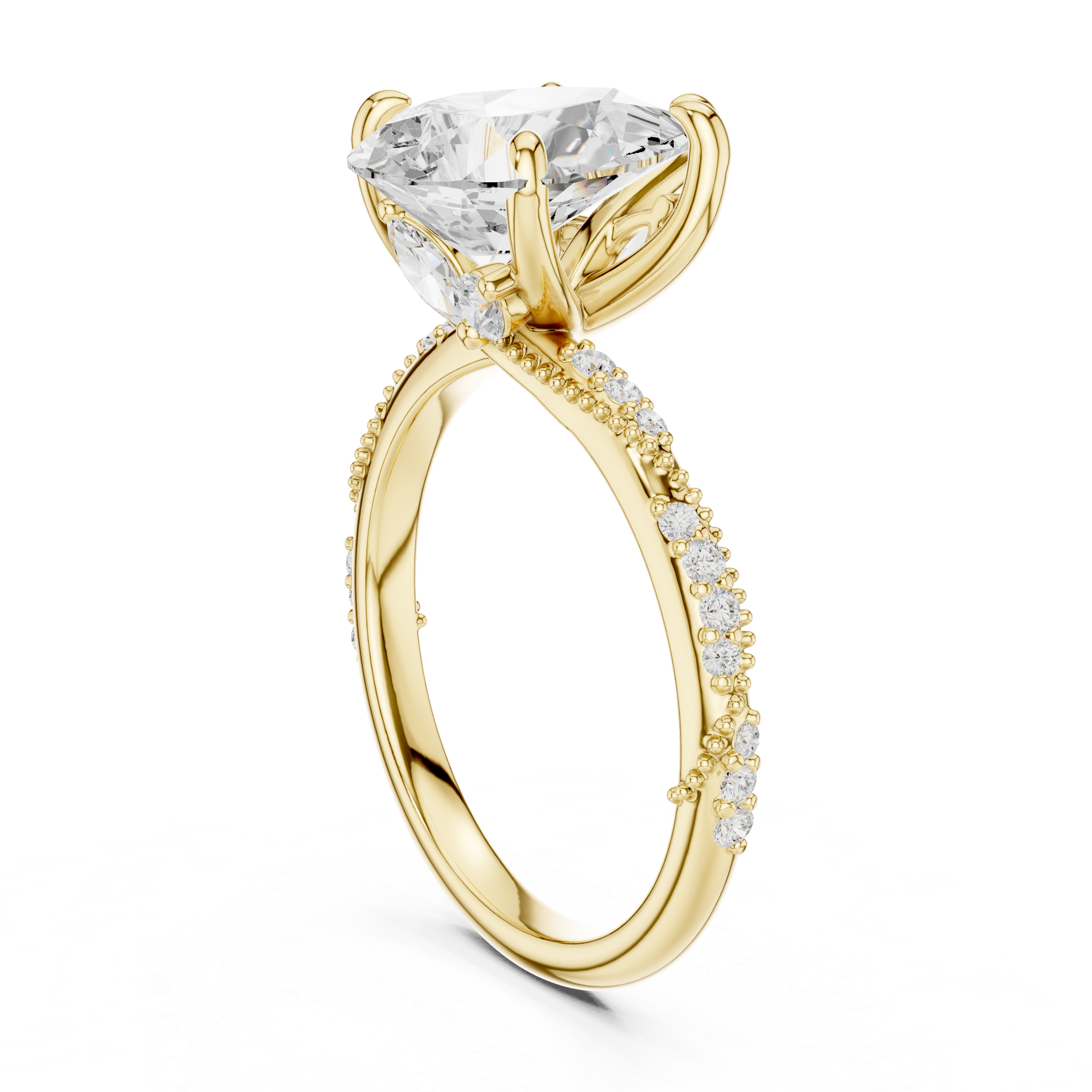 2.7 Carat Radiant Pear Cut Moissanite Ring