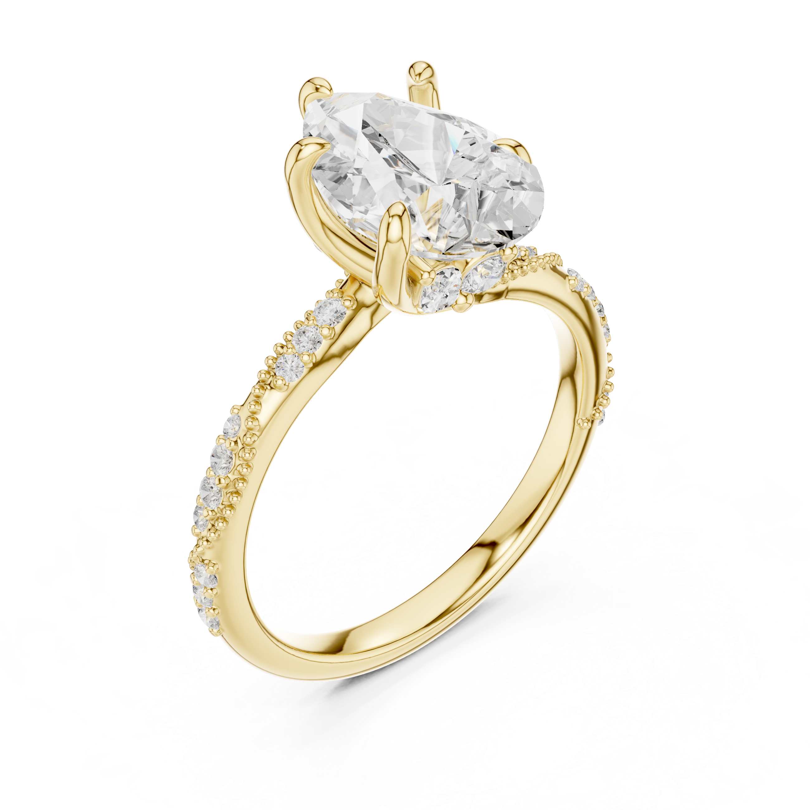2.7 Carat Radiant Pear Cut Moissanite Ring
