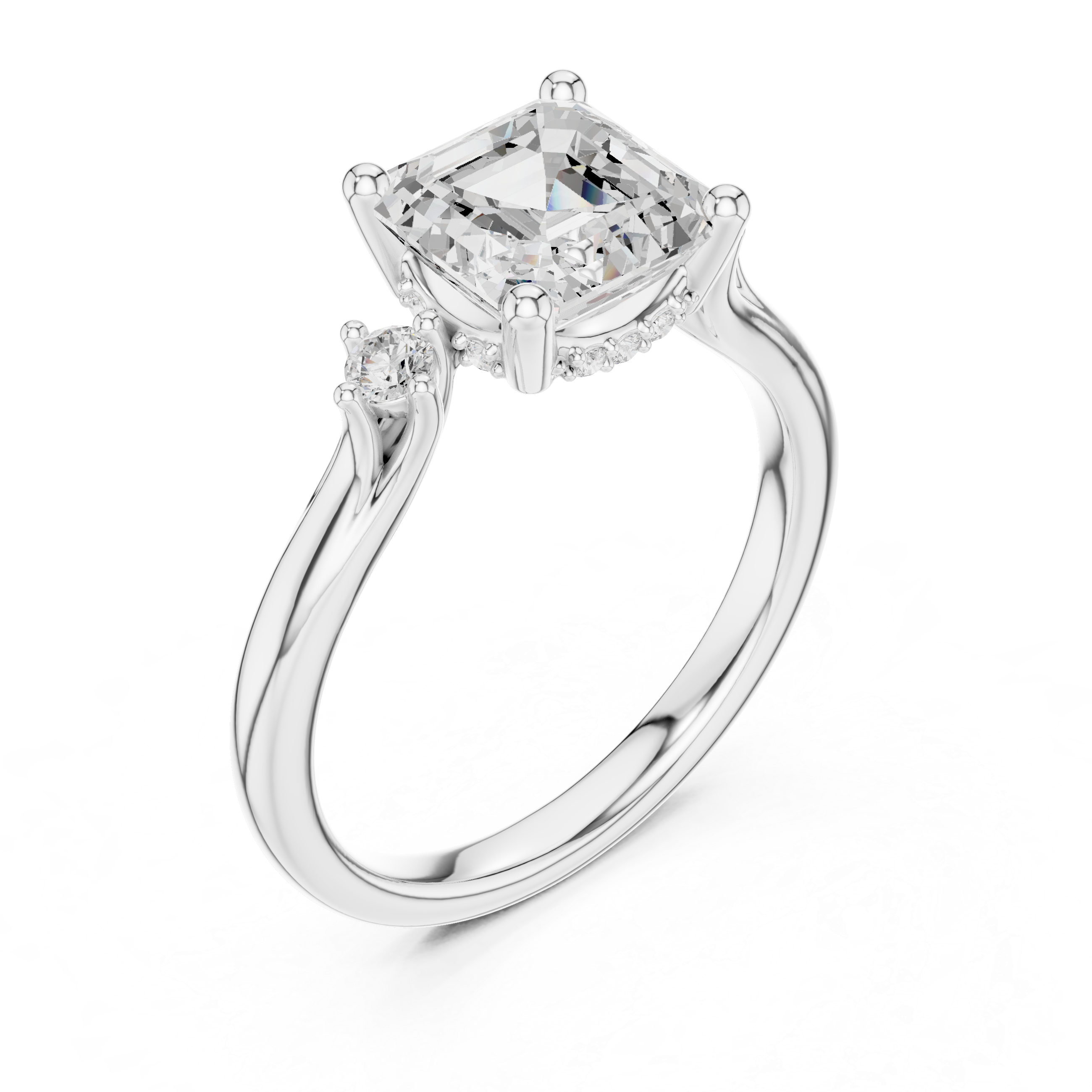1.9 Carat Asscher Cut Moissanite Ring