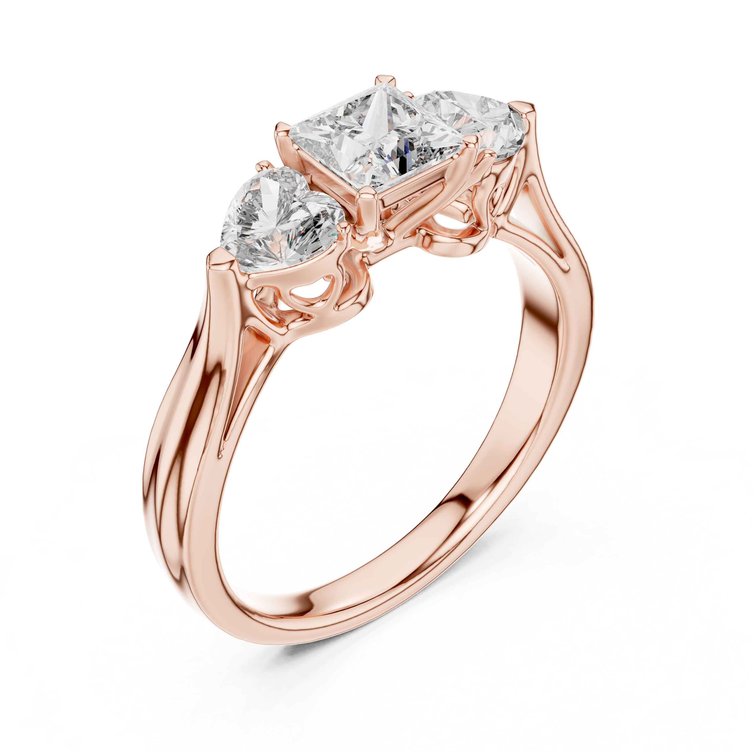 1.2 Carat Lucent Princess & Heart Cut Moissanite Ring