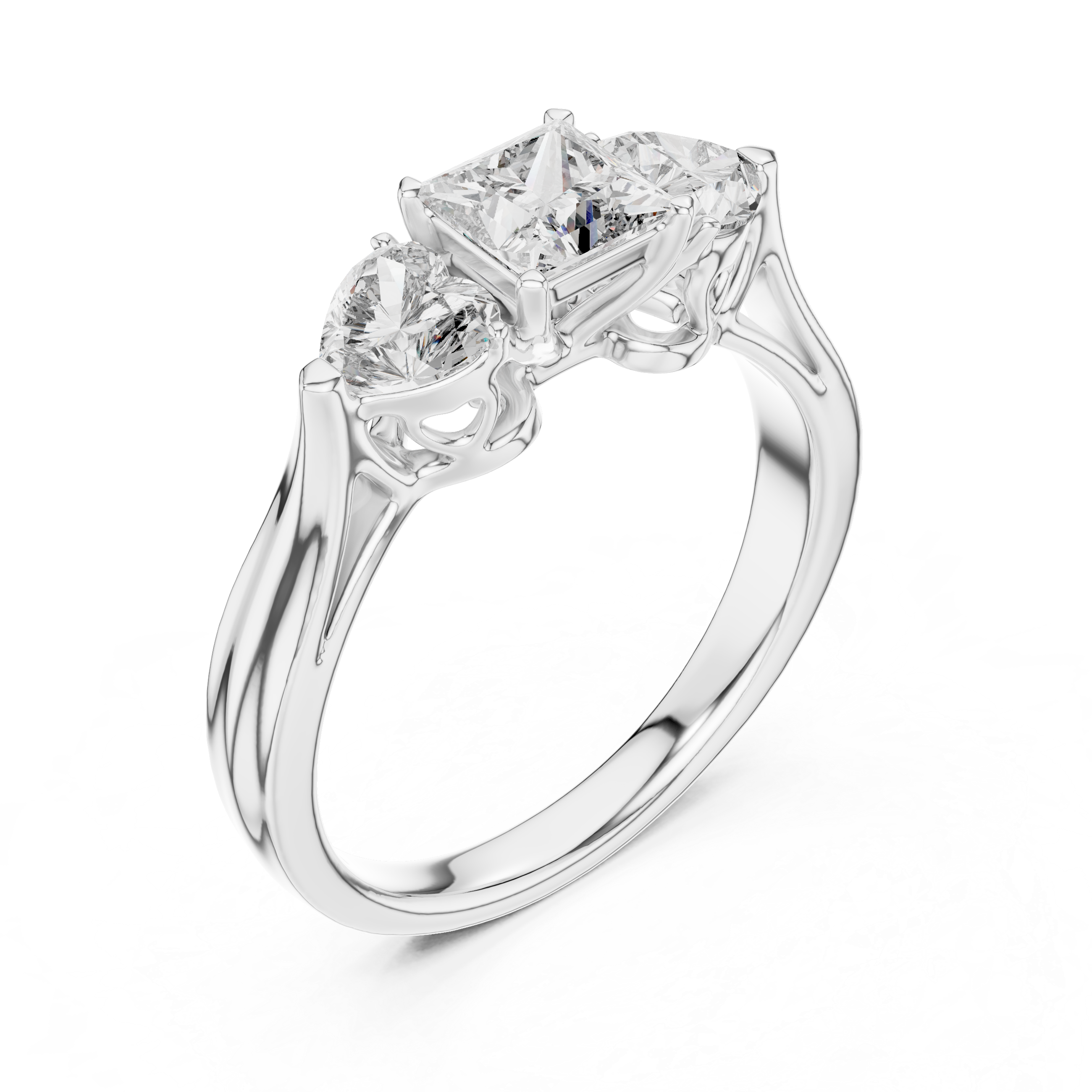 1.2 Carat Lucent Princess & Heart Cut Moissanite Ring