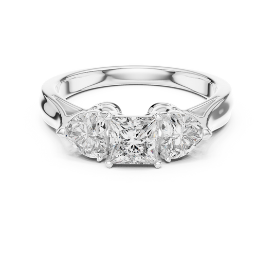 1.2 Carat Lucent Princess & Heart Cut Moissanite Ring