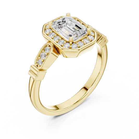 1.2 Carat Old Money Style Emerald Cut Moissanite Ring