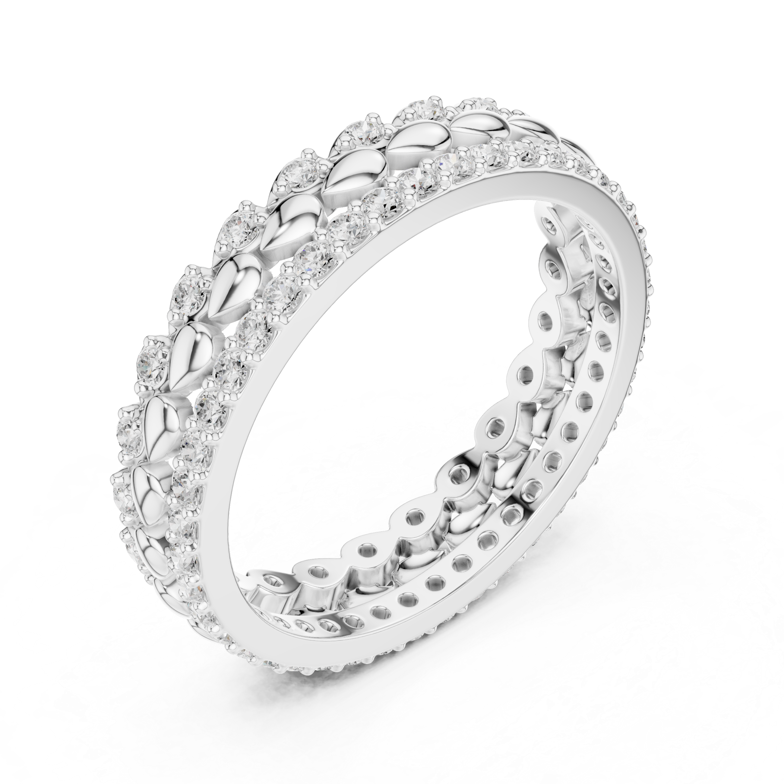 0.67 Carat - 4.4 mm round cut moissanite band