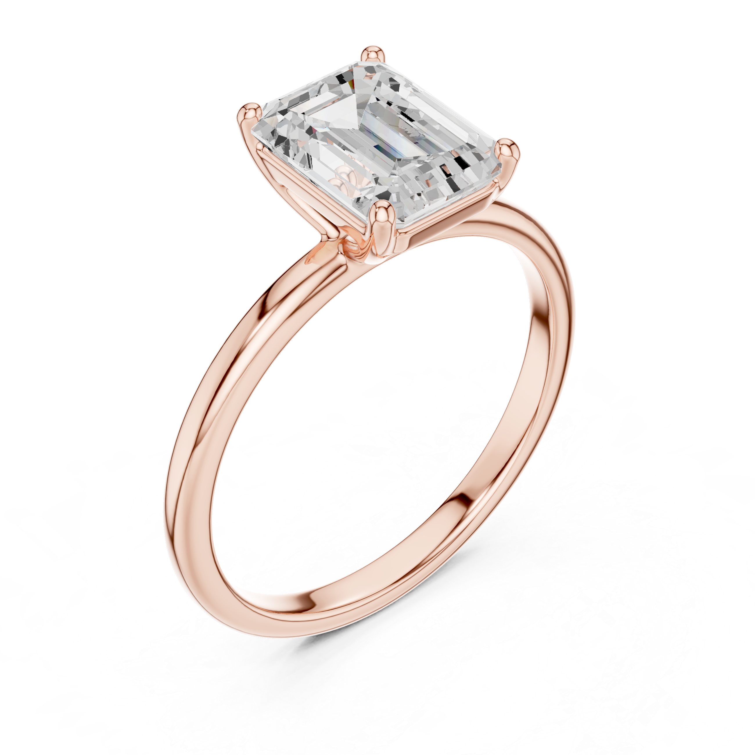 2 Carat Delicate Emerald Cut Moissanite Ring