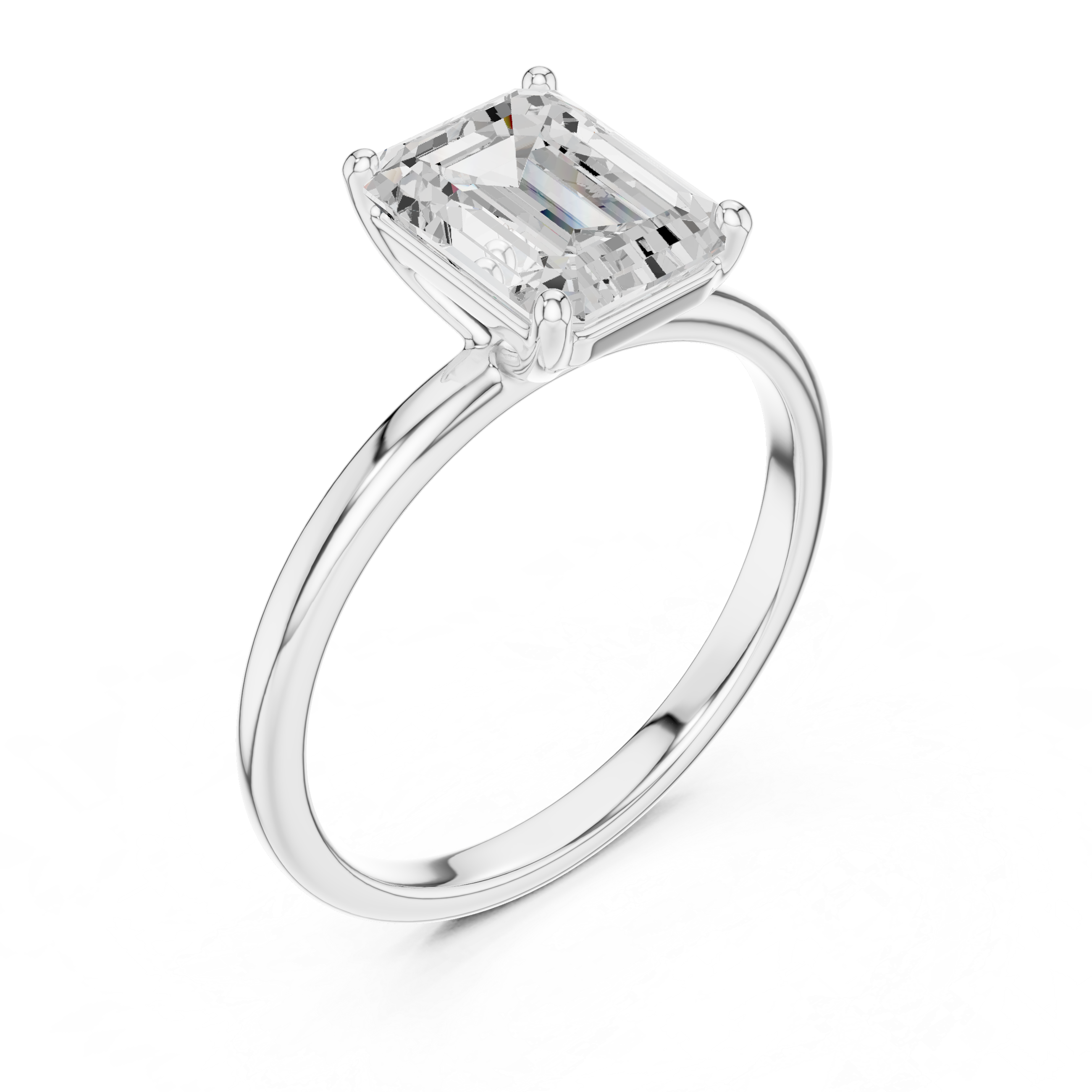 2 Carat Delicate Emerald Cut Moissanite Ring