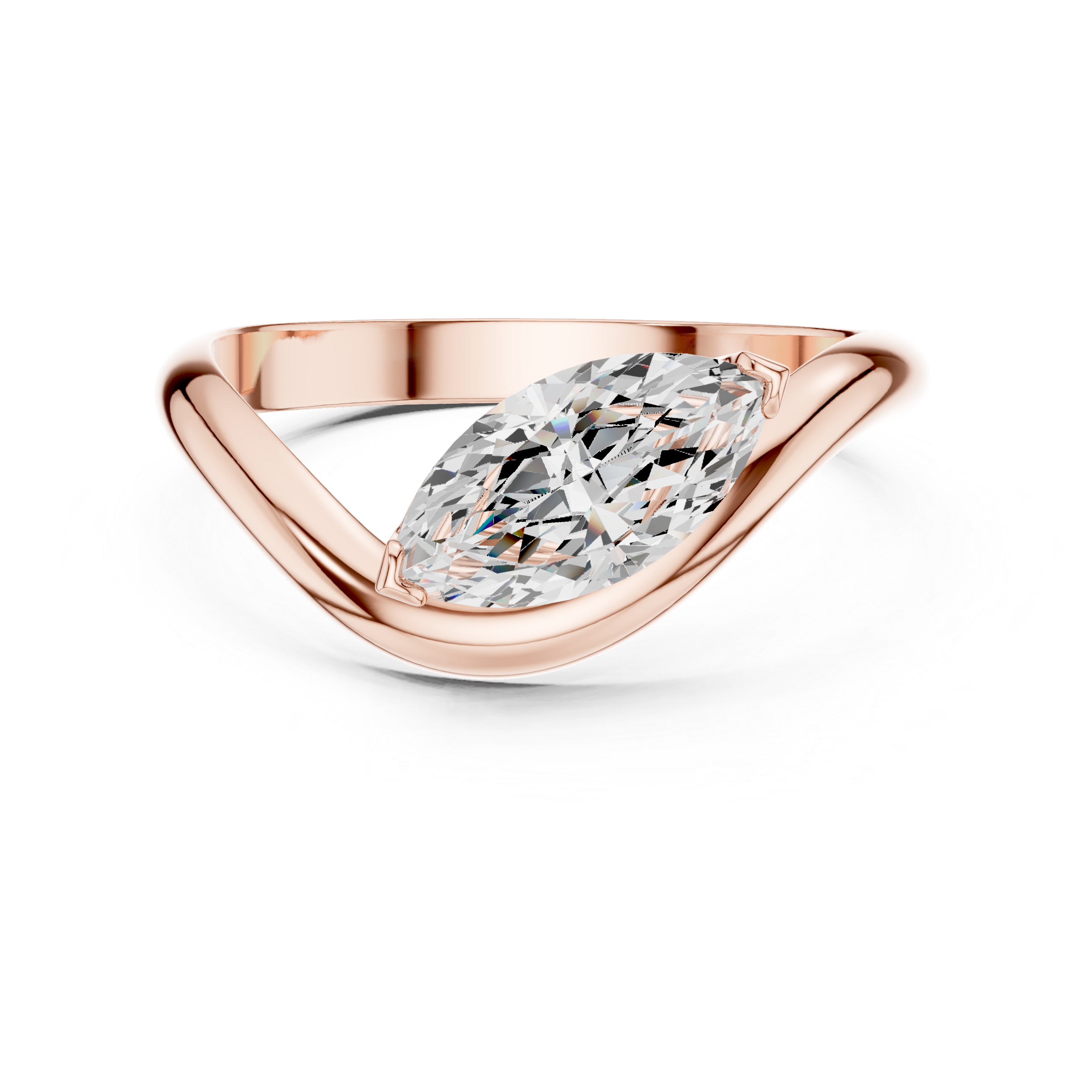 0.87 Carat Marquise Cut Elegant Moissanite Ring