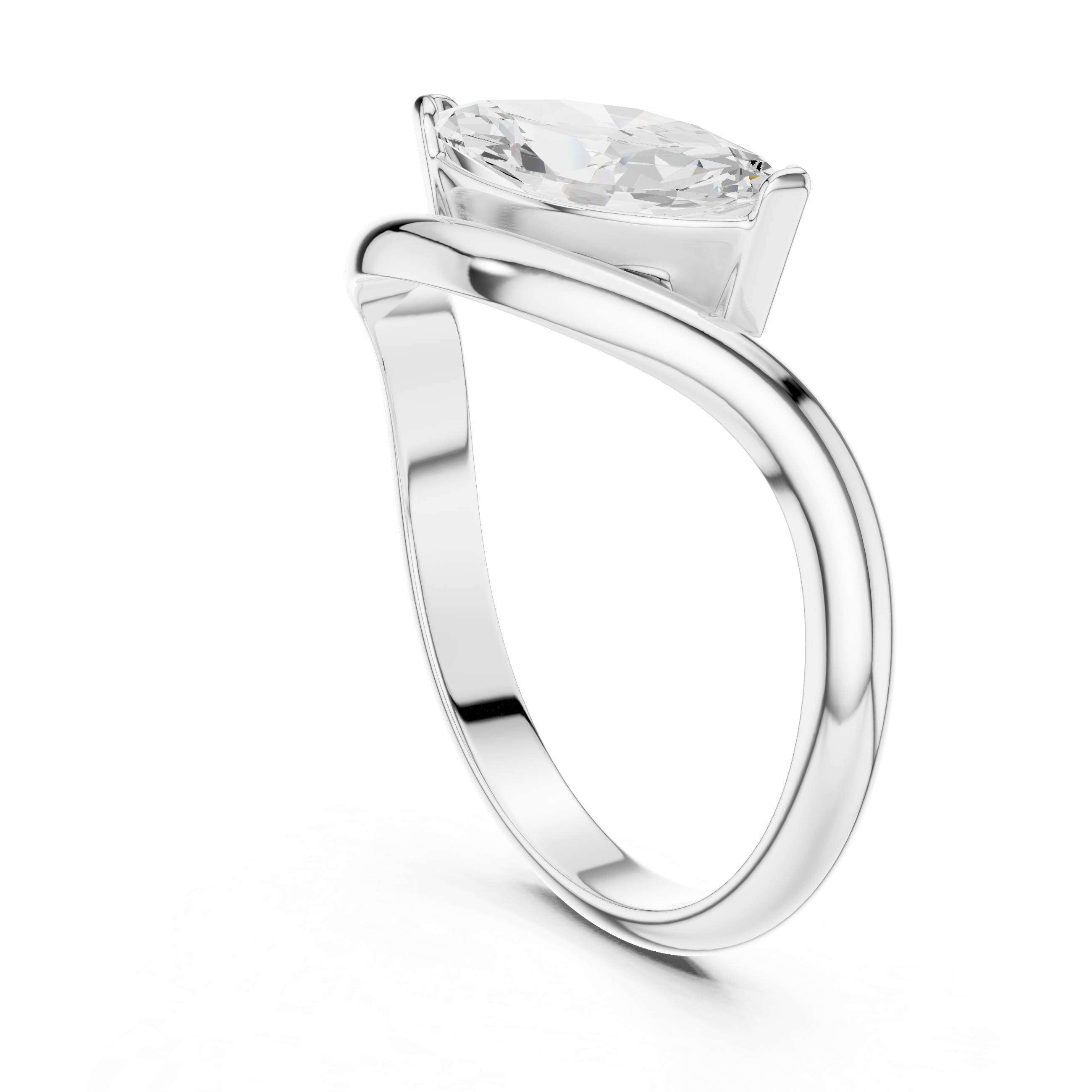 0.87 Carat Marquise Cut Elegant Moissanite Ring