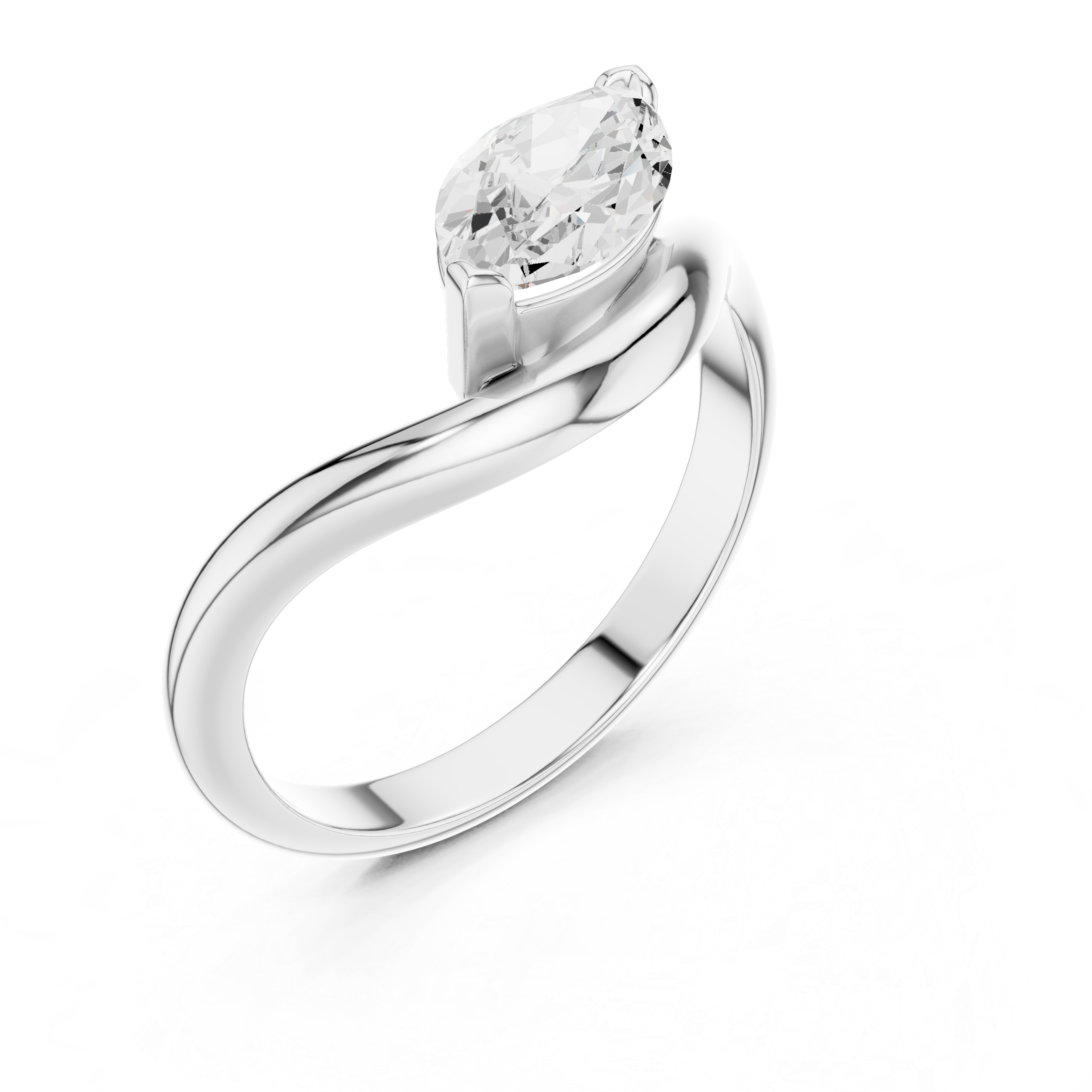 0.87 Carat Marquise Cut Elegant Moissanite Ring