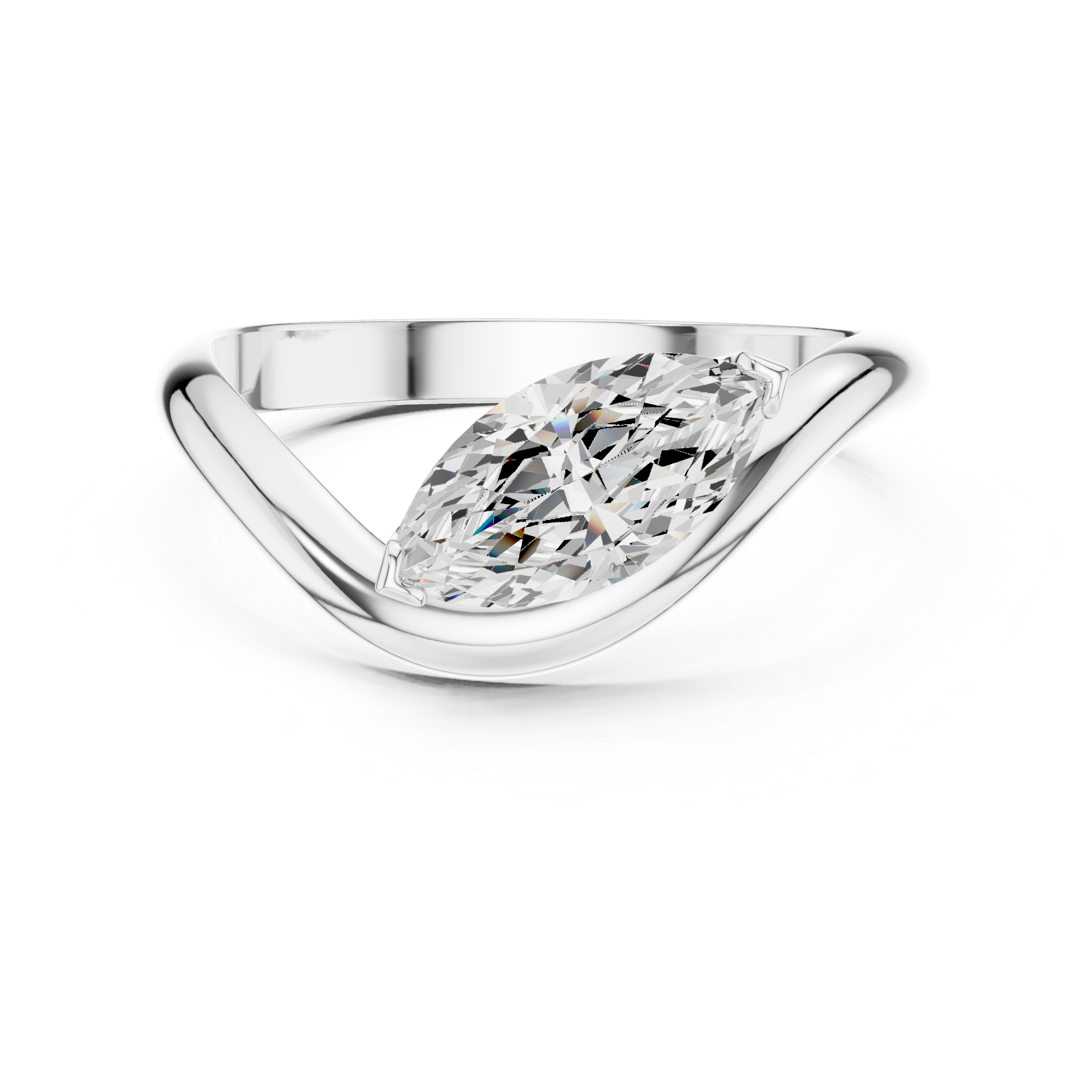 0.87 Carat Marquise Cut Elegant Moissanite Ring