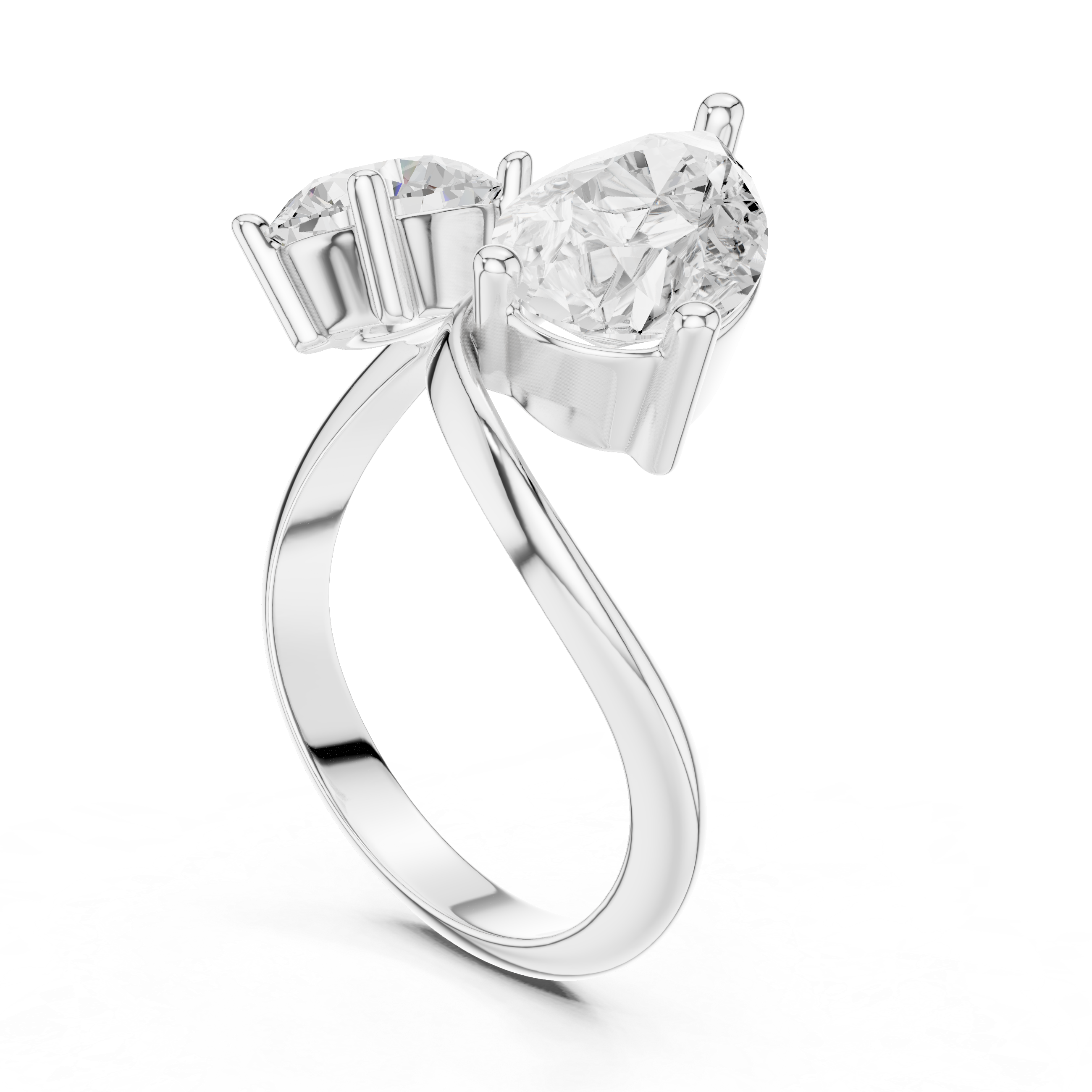 2.9 Carat Two Diamond Stone Moissanite Ring