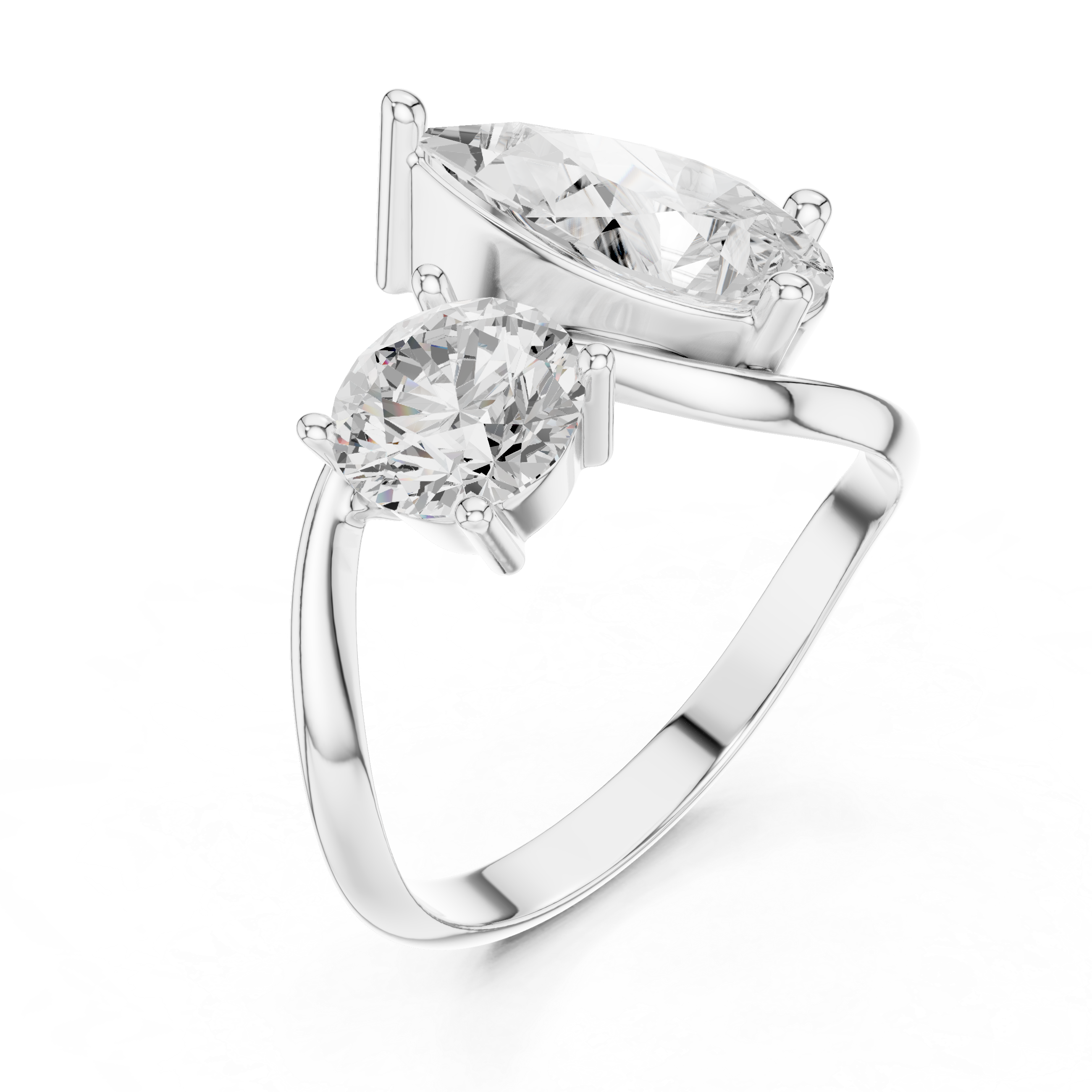 2.9 Carat Two Diamond Stone Moissanite Ring