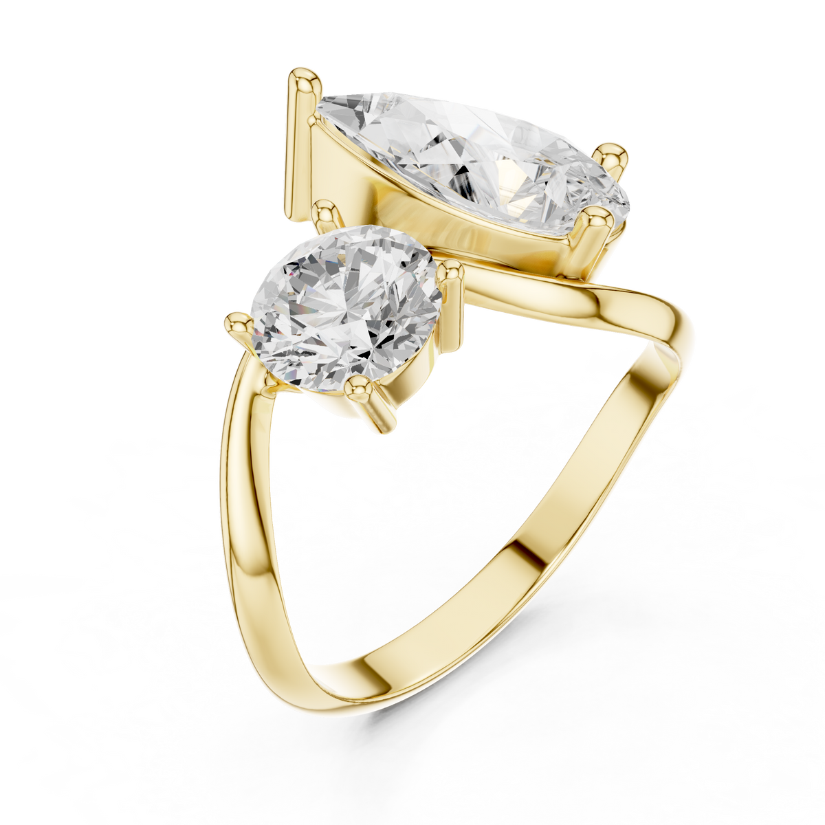 2.9 Carat Two Diamond Stone Moissanite Ring