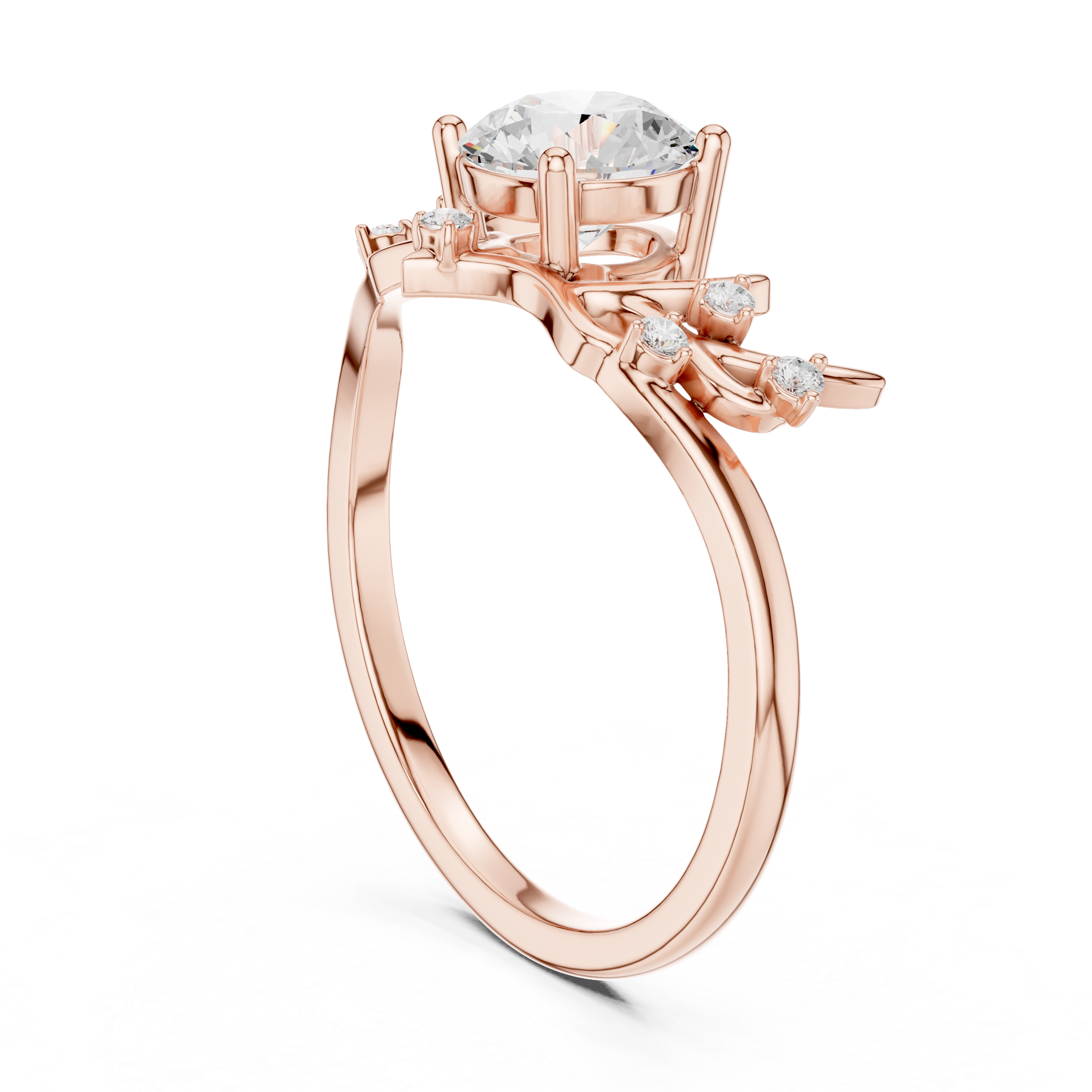 1 Carat Desginer Round Cut Moissanite Ring