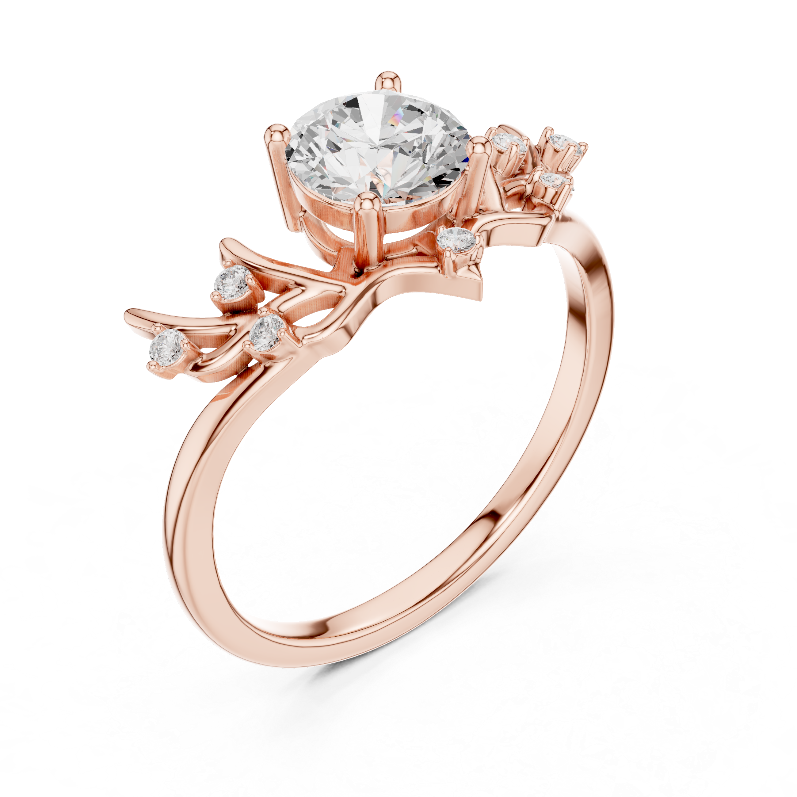 1 Carat Desginer Round Cut Moissanite Ring