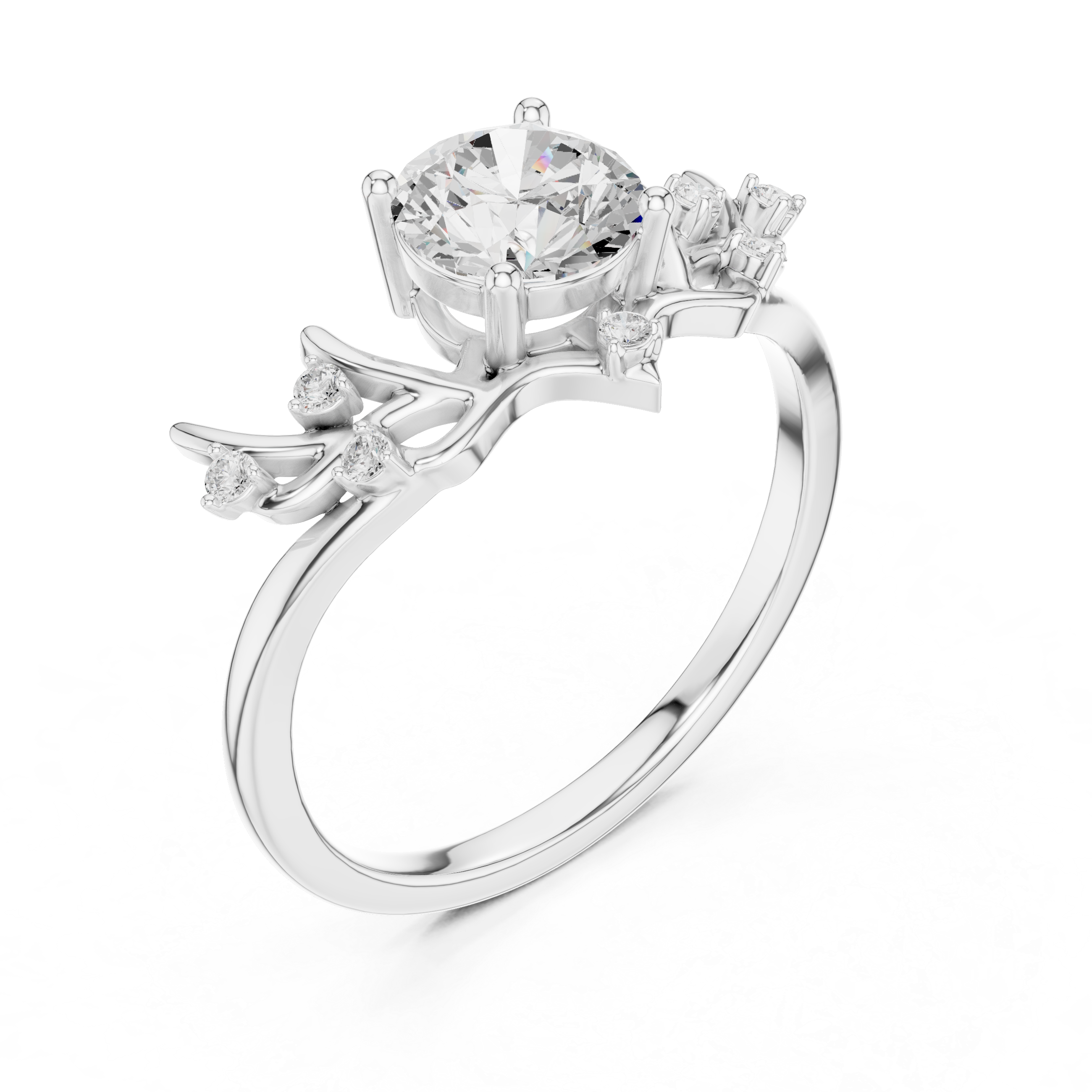 1 Carat Desginer Round Cut Moissanite Ring