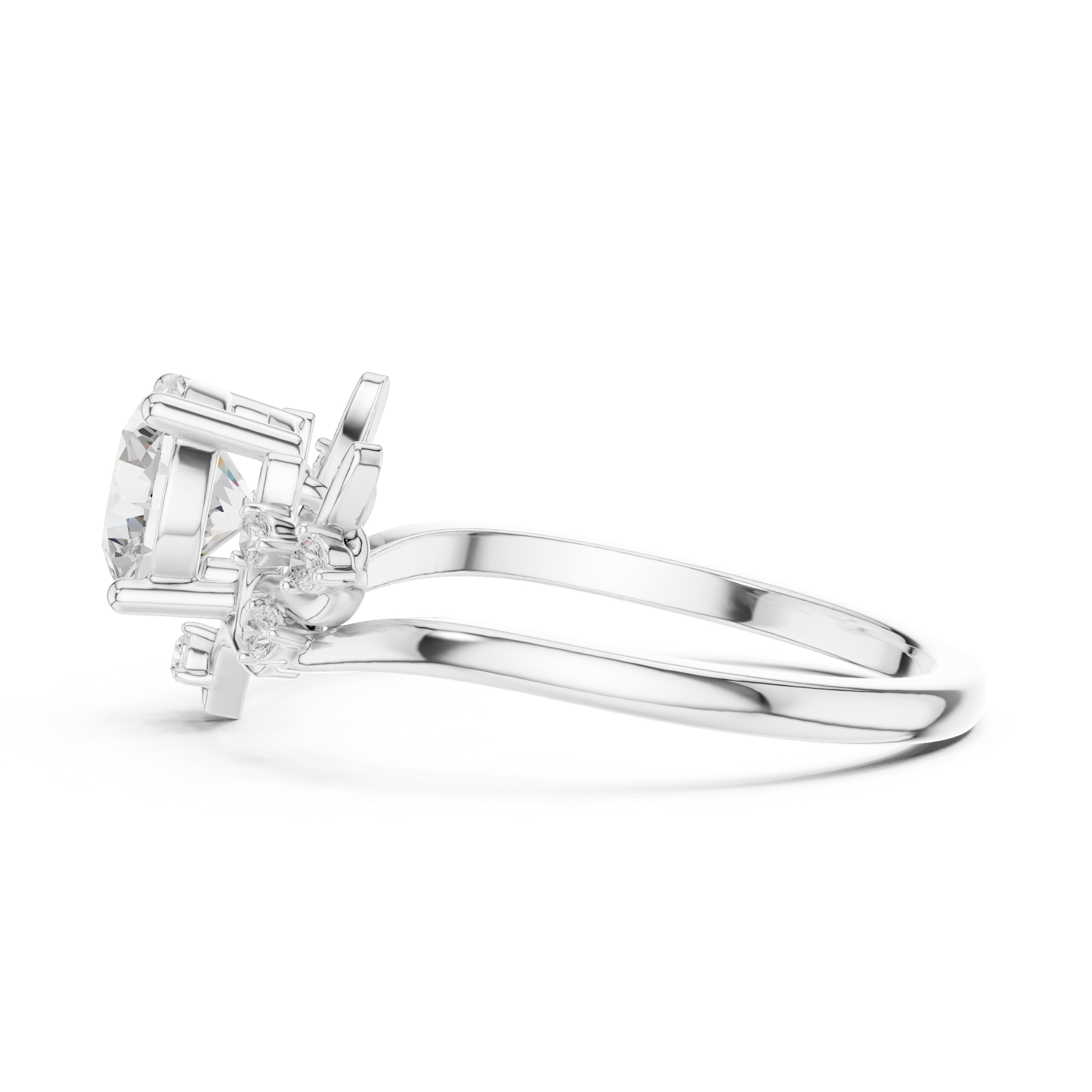 1 Carat Desginer Round Cut Moissanite Ring