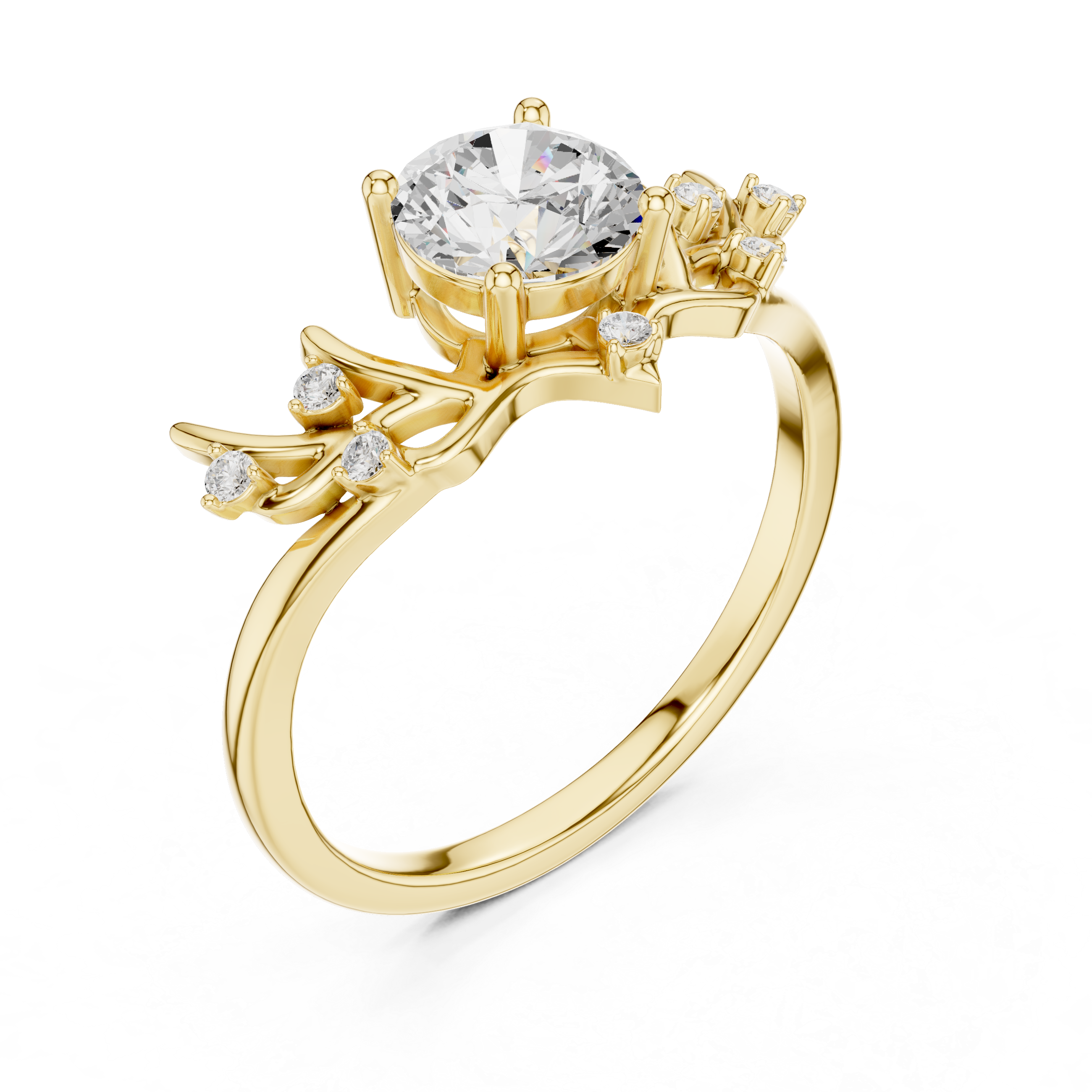 1 Carat Desginer Round Cut Moissanite Ring