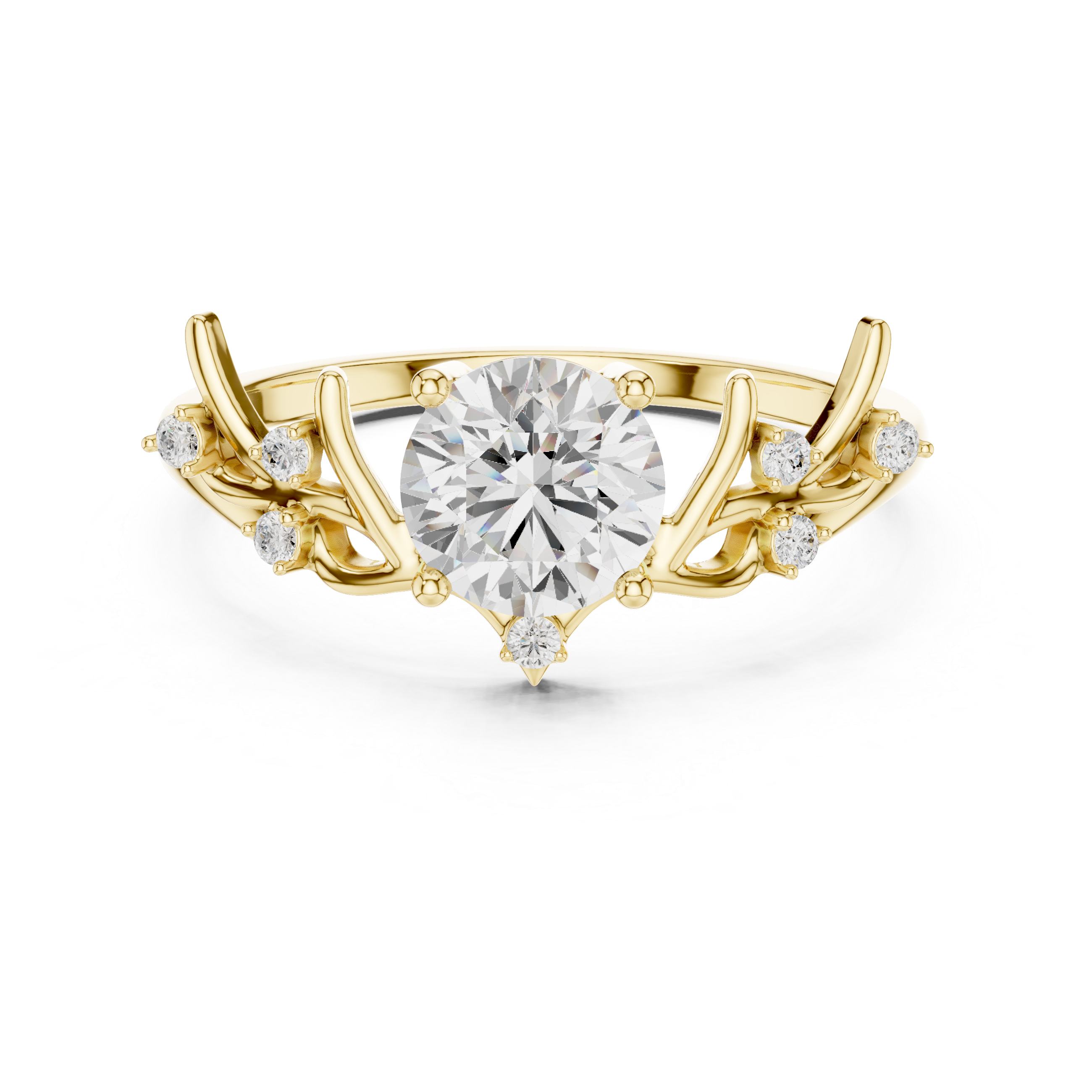1 Carat Desginer Round Cut Moissanite Ring