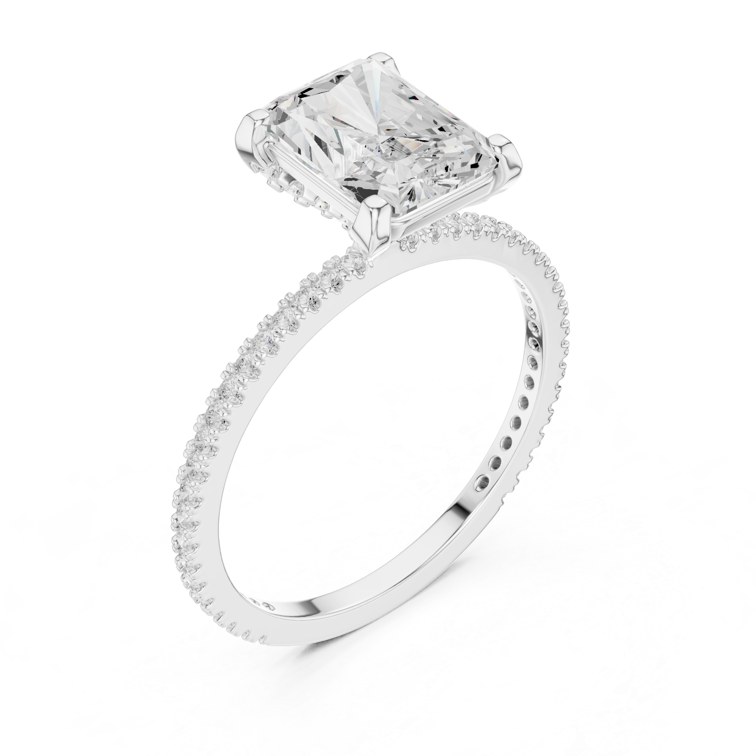2.2 Carat Elegant Emerald Cut Moissanite Ring
