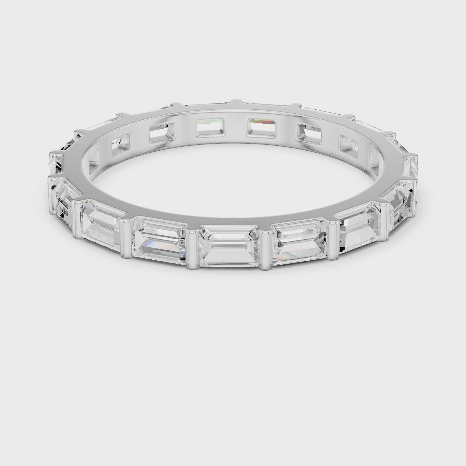 2.2 mm Baguette or Emerald cut Moissanite Band