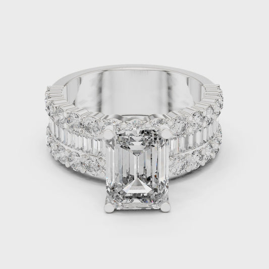 4.4 Carat Emerald Cut Moissanite Ring