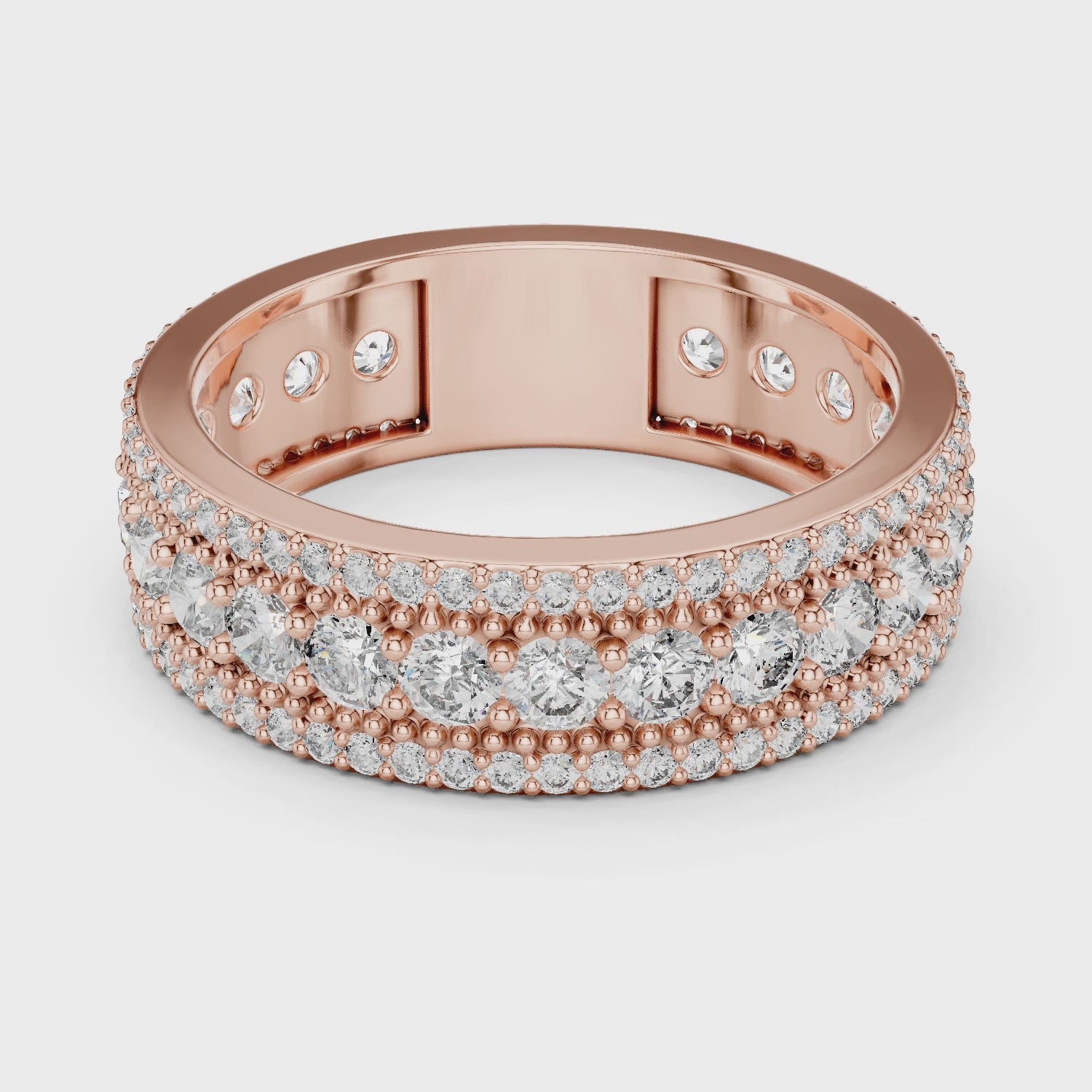 1.8 carat - 6 mm three layer stack Moissanite Band