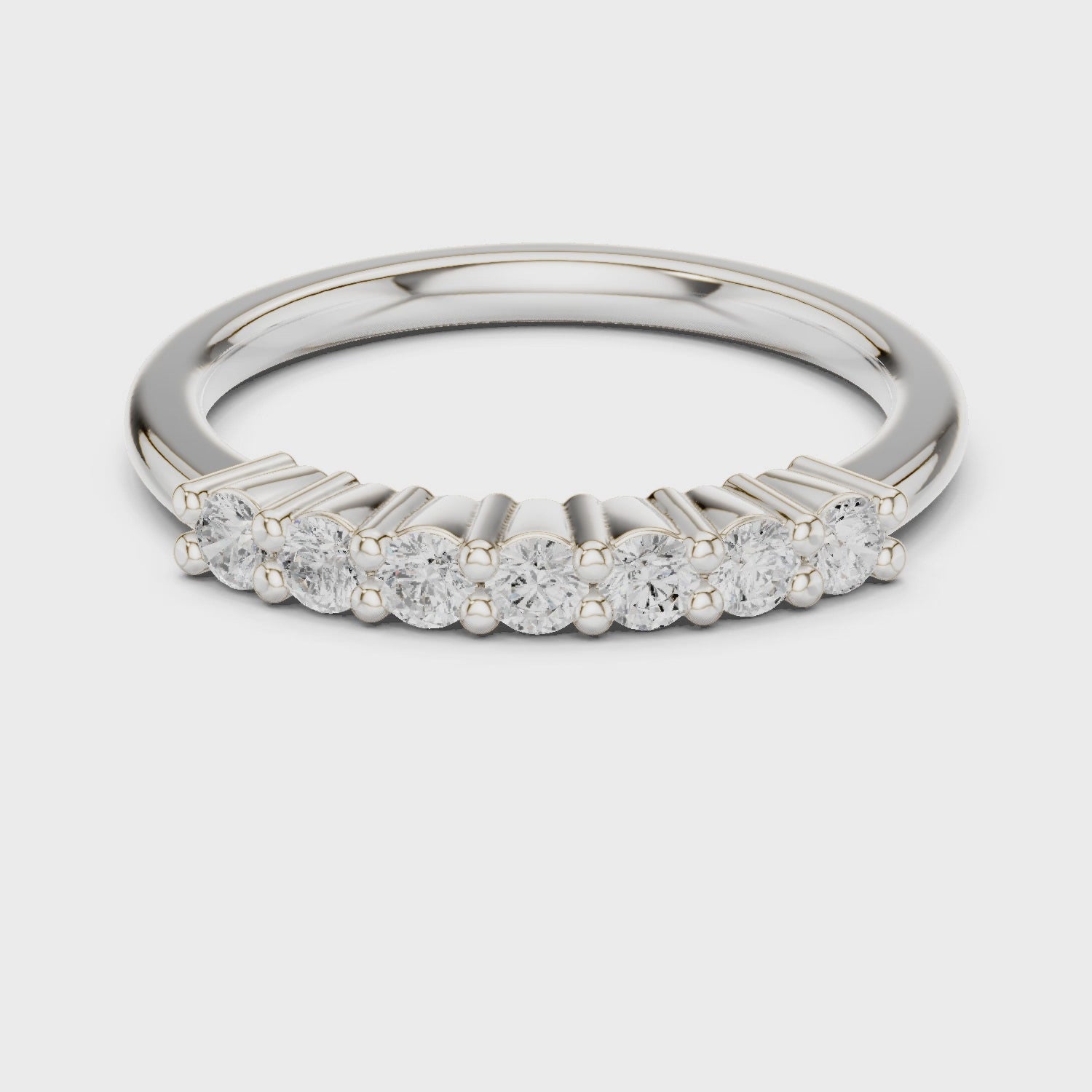 2 mm Round cut Half row Moissanite Band