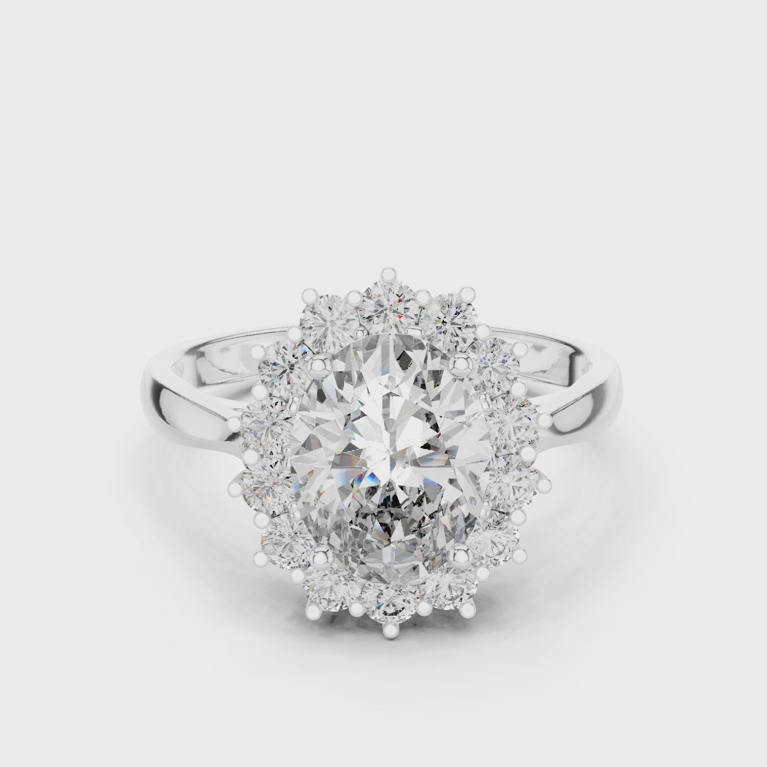 2.2 Carat Oval Cut Flower Moissanite Ring