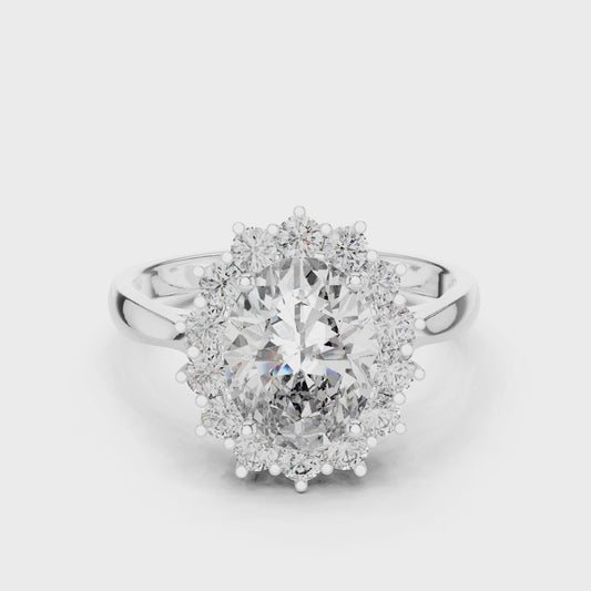 2.2 Carat Oval Cut Flower Moissanite Ring
