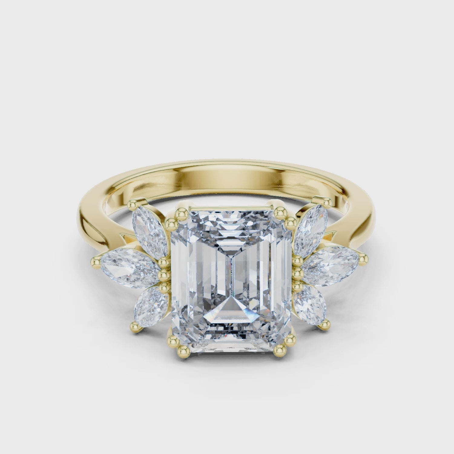 1.5 Carat Fancy Emerald Cut Moissanite Ring