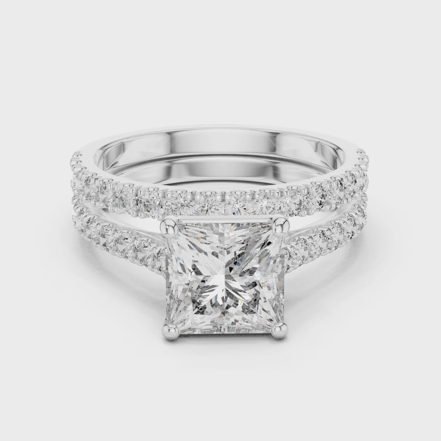 2.4 Carat Princess Cut Moissanite Ring with Band
