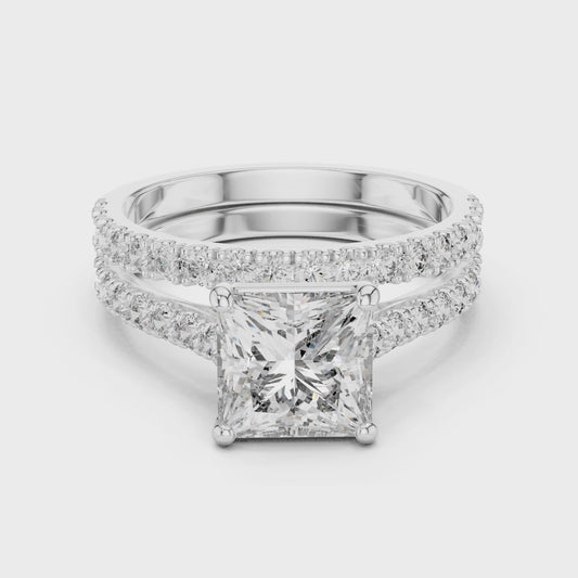 2.4 Carat Princess Cut Moissanite Ring with Band