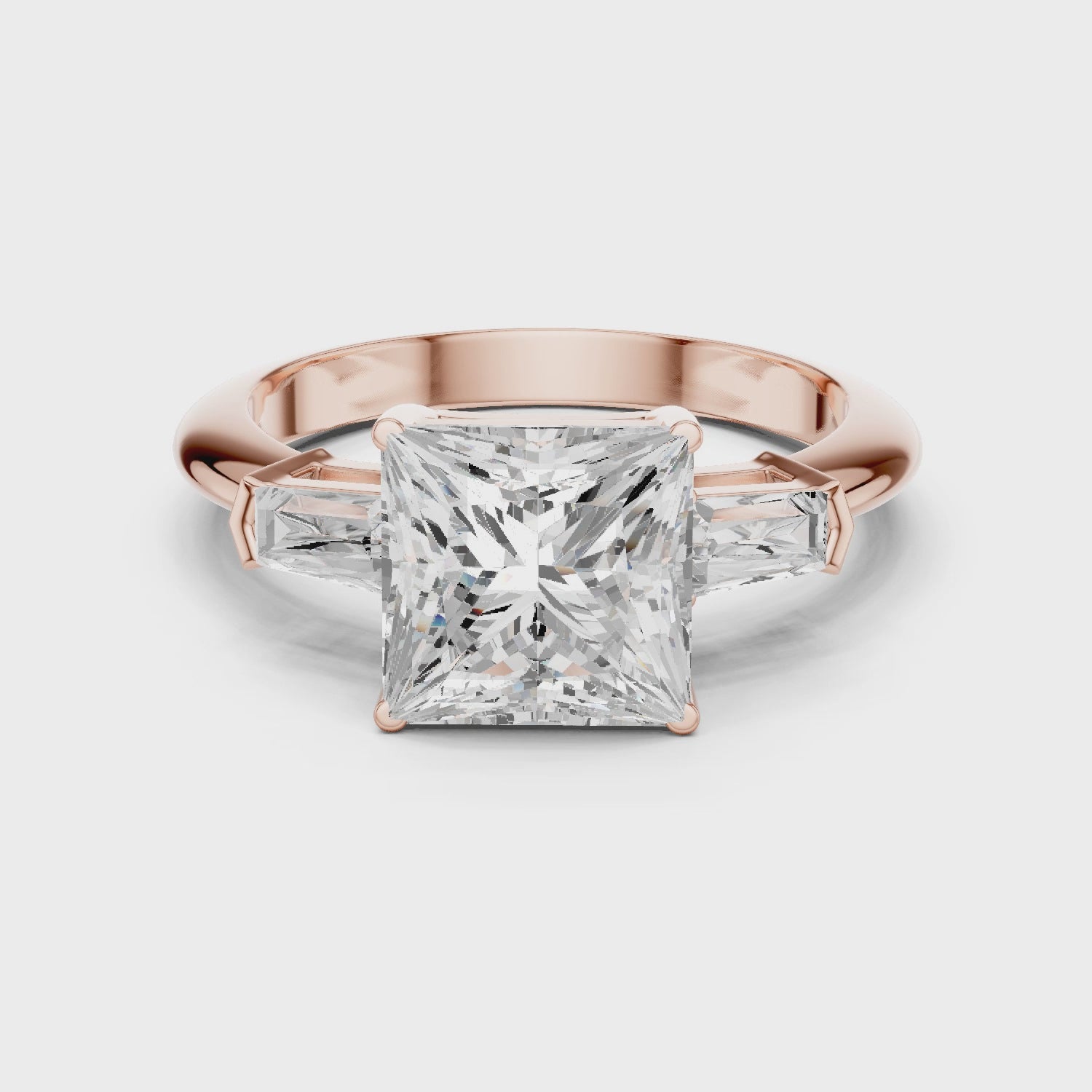 3.3 Carat Elegant Princess Cut Moissanite Ring