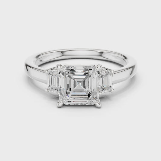 1.6 Carat Elegant Asscher cut Moissanite ring