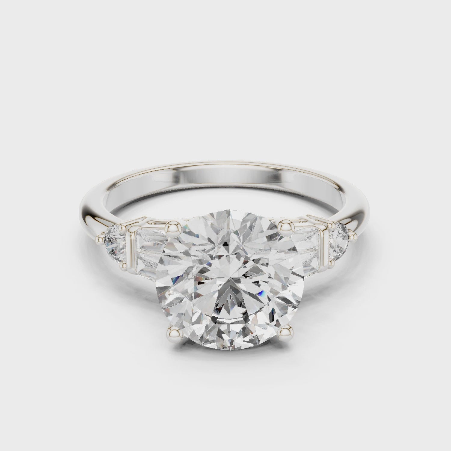 3.1 Carat Round Cut Lucent Moissanite Ring