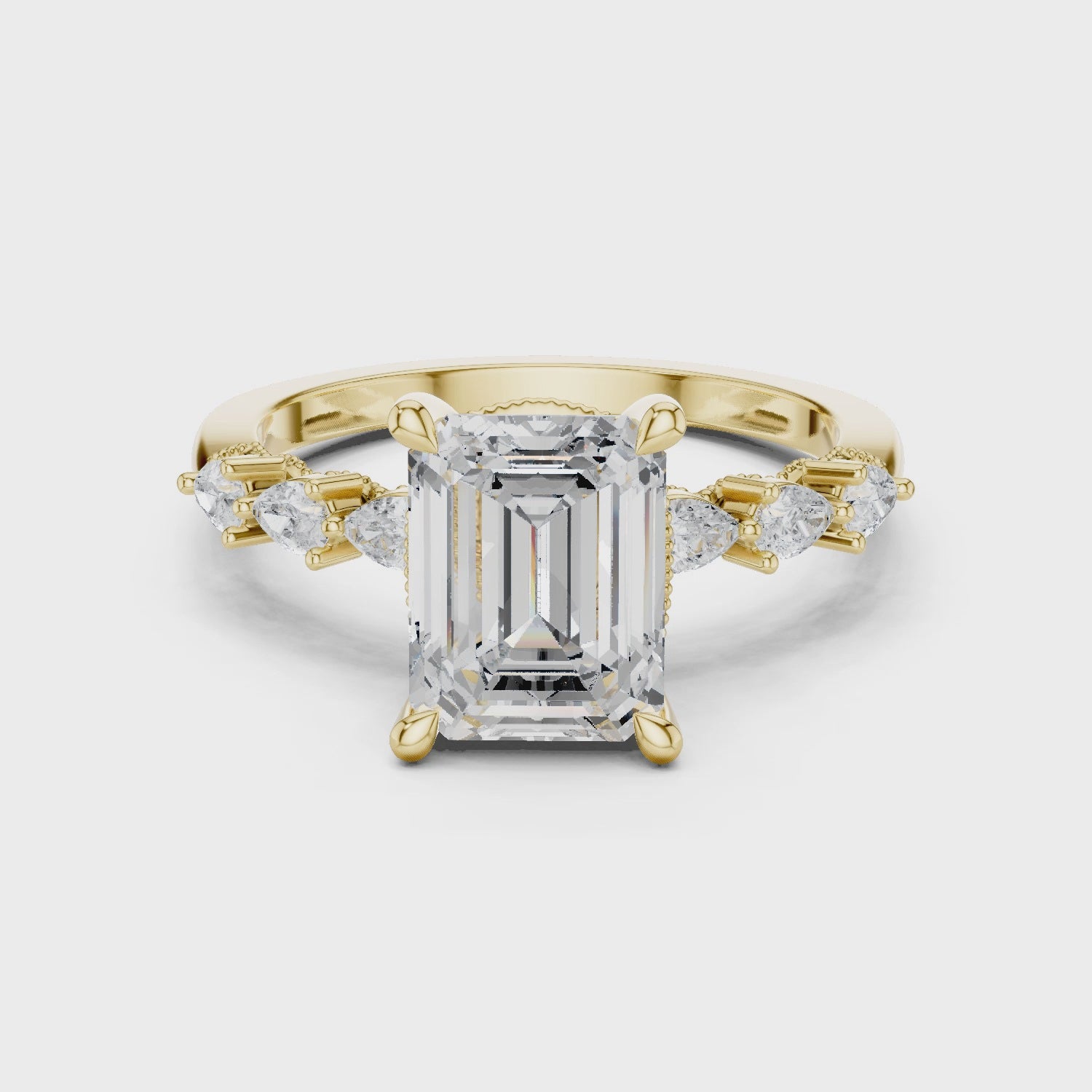 2.4 Carat Exquisite Emerald Cut Moissanite Ring