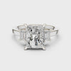 2.7 Carat Three Stone Emerald Cut Moissanite Ring