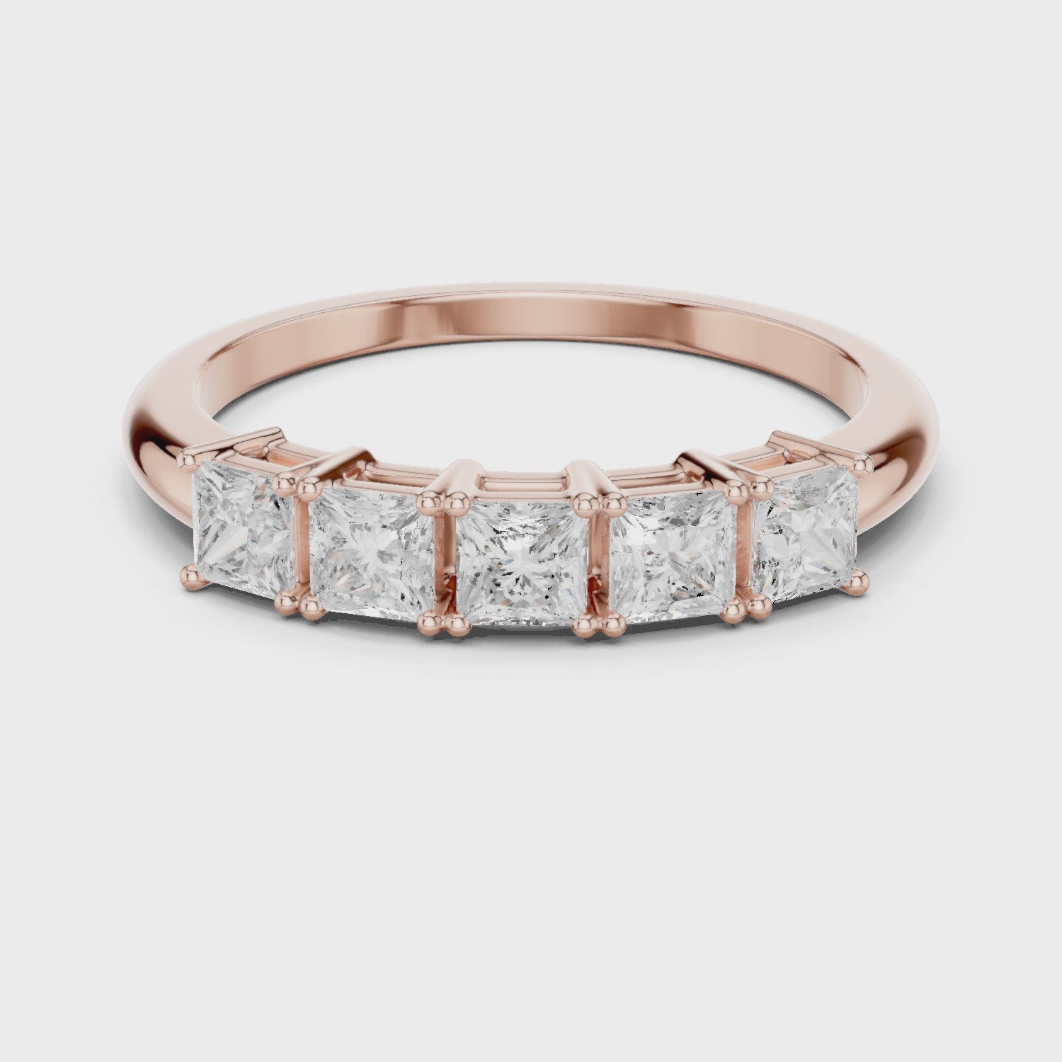 1.4 mm Elegant Princess Cut Moissanite Band