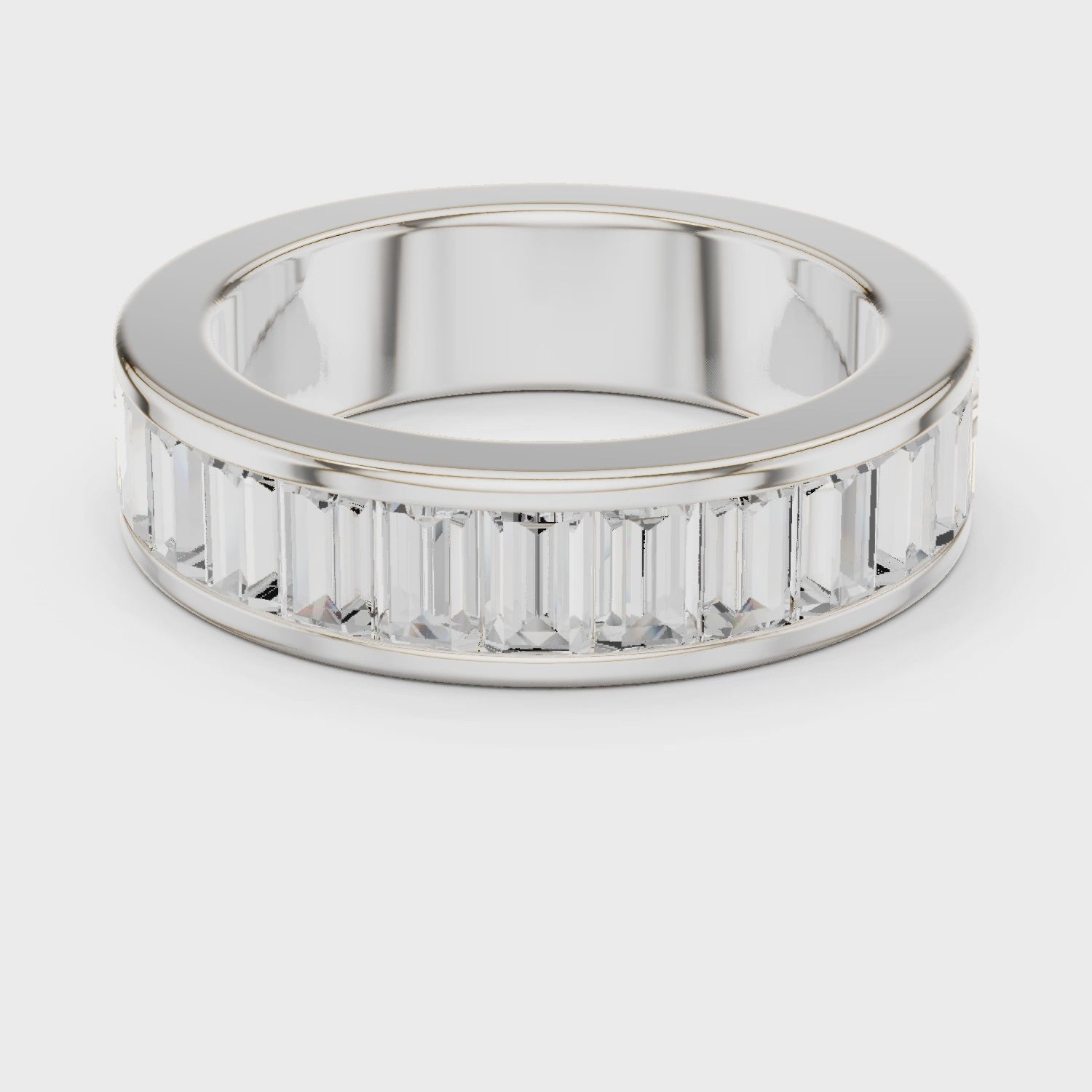 2.2 carat - 5.6 mm Luxury Emerald cut Moissanite Band